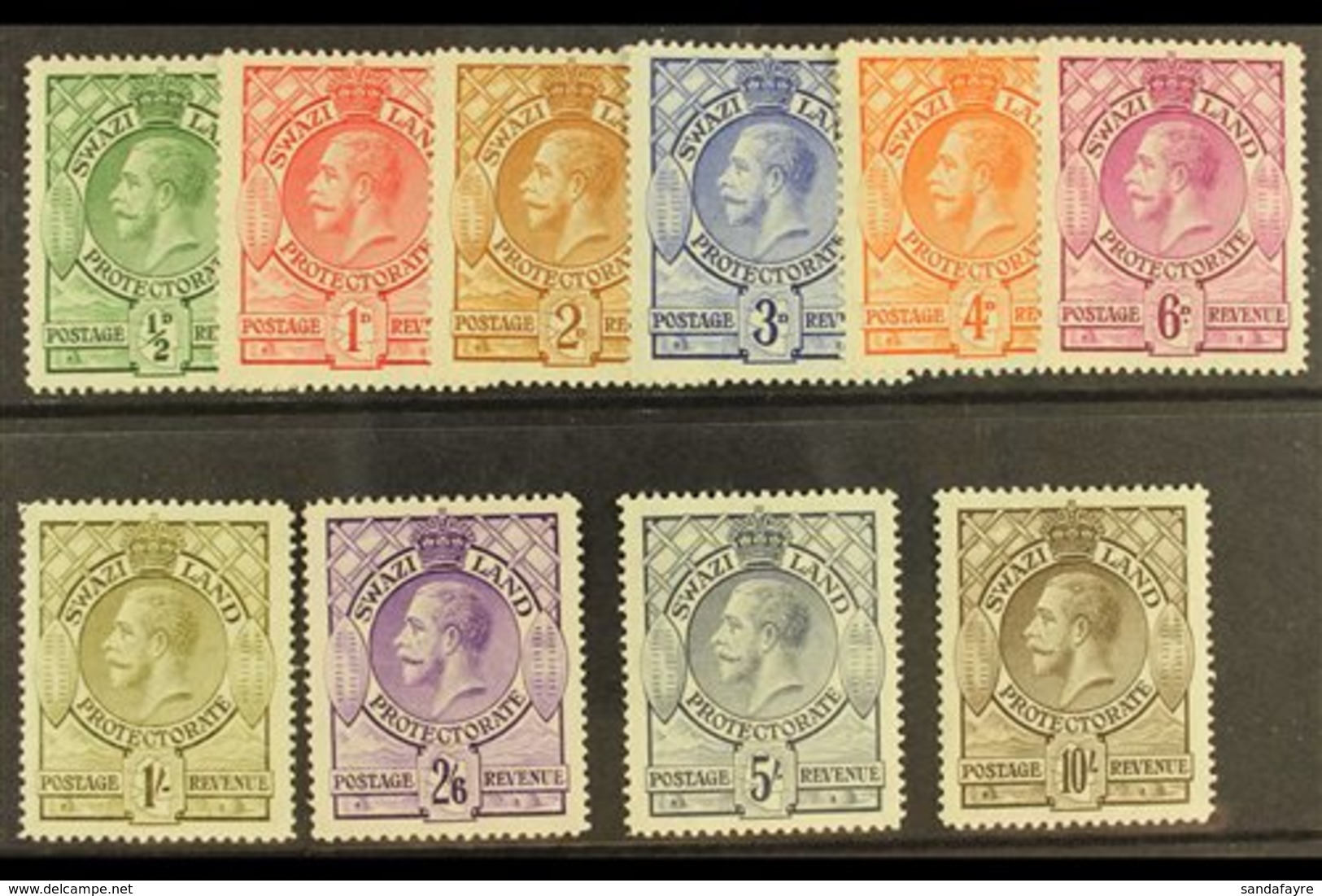 1933 Complete KGV And Shields Set, SG 11/20, Mint With Dealers Marks On Gum. (10) For More Images, Please Visit Http://w - Swasiland (...-1967)