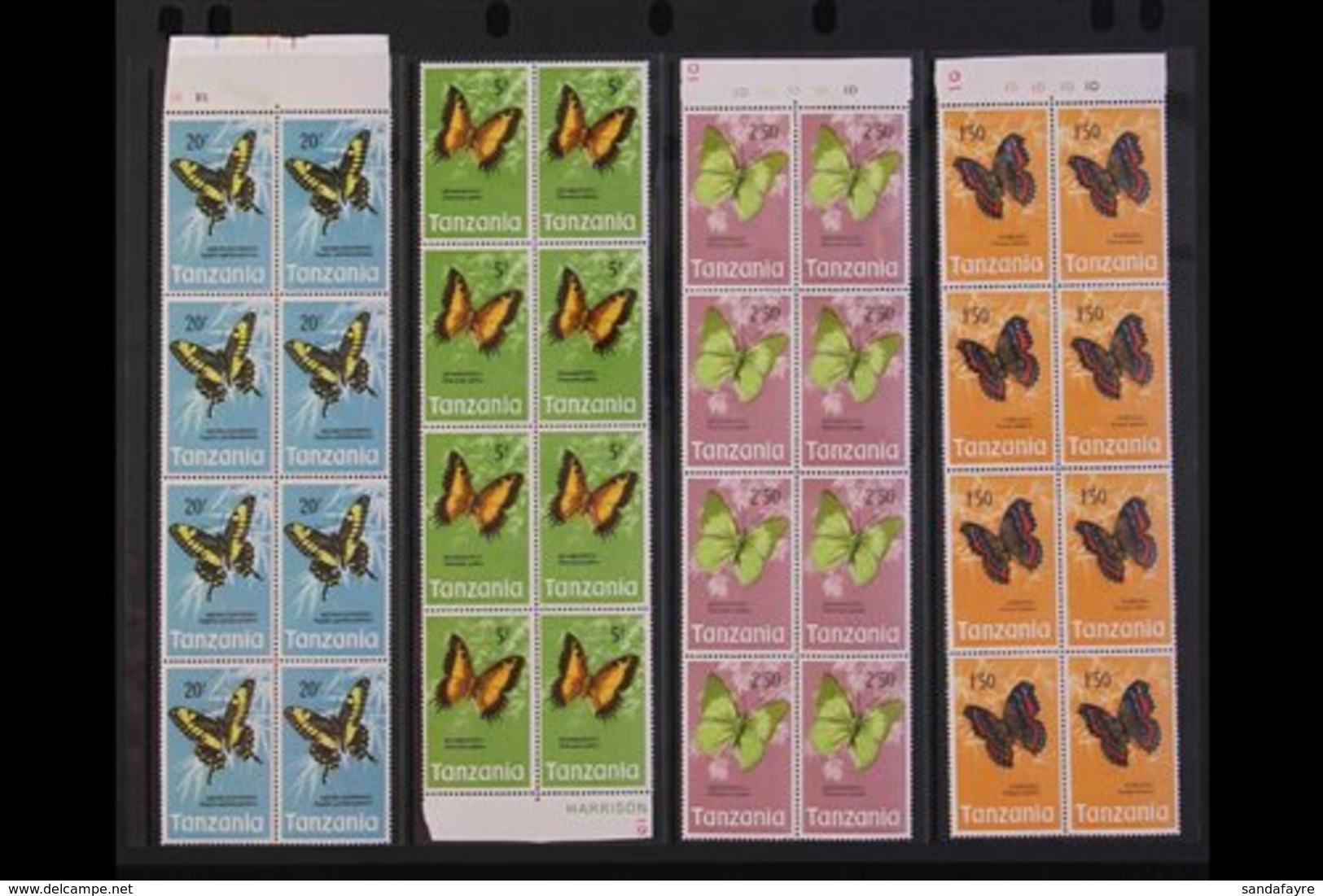 BUTTERFLIES 1973-1978. NEVER HINGED MINT BUTTERFLY COLLECTION Presented On Stock Pages & Includes NINE Complete 1973-78  - Tansania (1964-...)