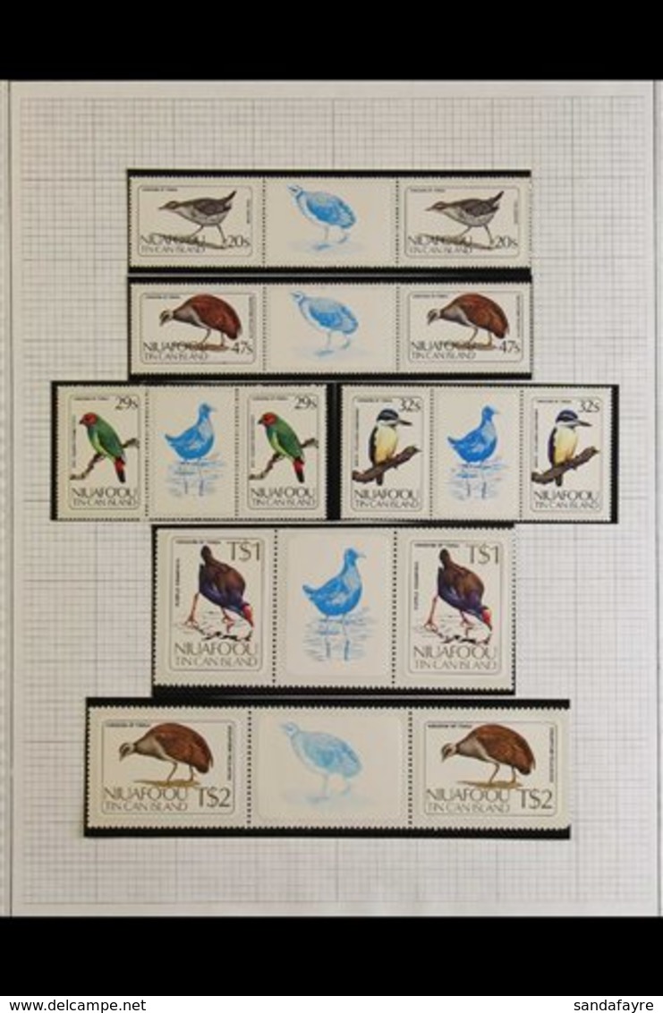 NIUAFO'OU 1983 Birds Definitives Complete Set, SG 27/41, In Never Hinged Mint Gutter Pairs. Lovely! (15 Pairs = 30 Stamp - Tonga (...-1970)