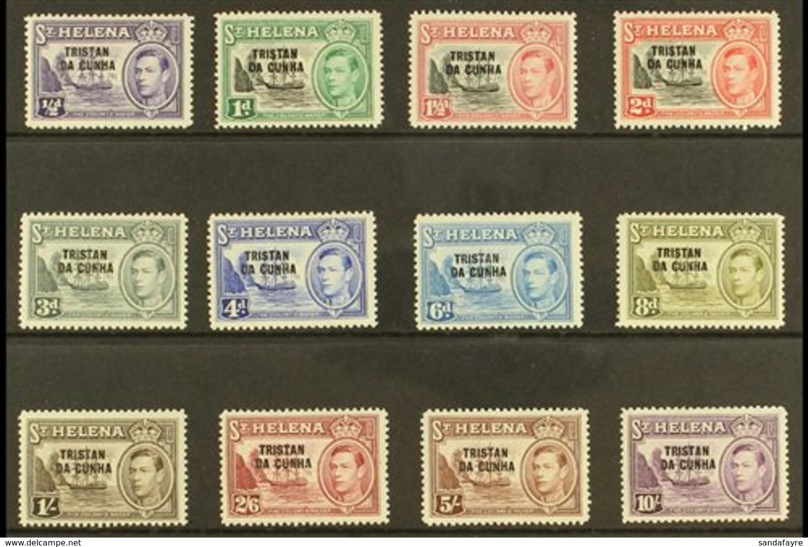 1952 KGVI Opt'd Complete Definitive Set, SG 1/12, Fine Mint (12 Stamps) For More Images, Please Visit Http://www.sandafa - Tristan Da Cunha