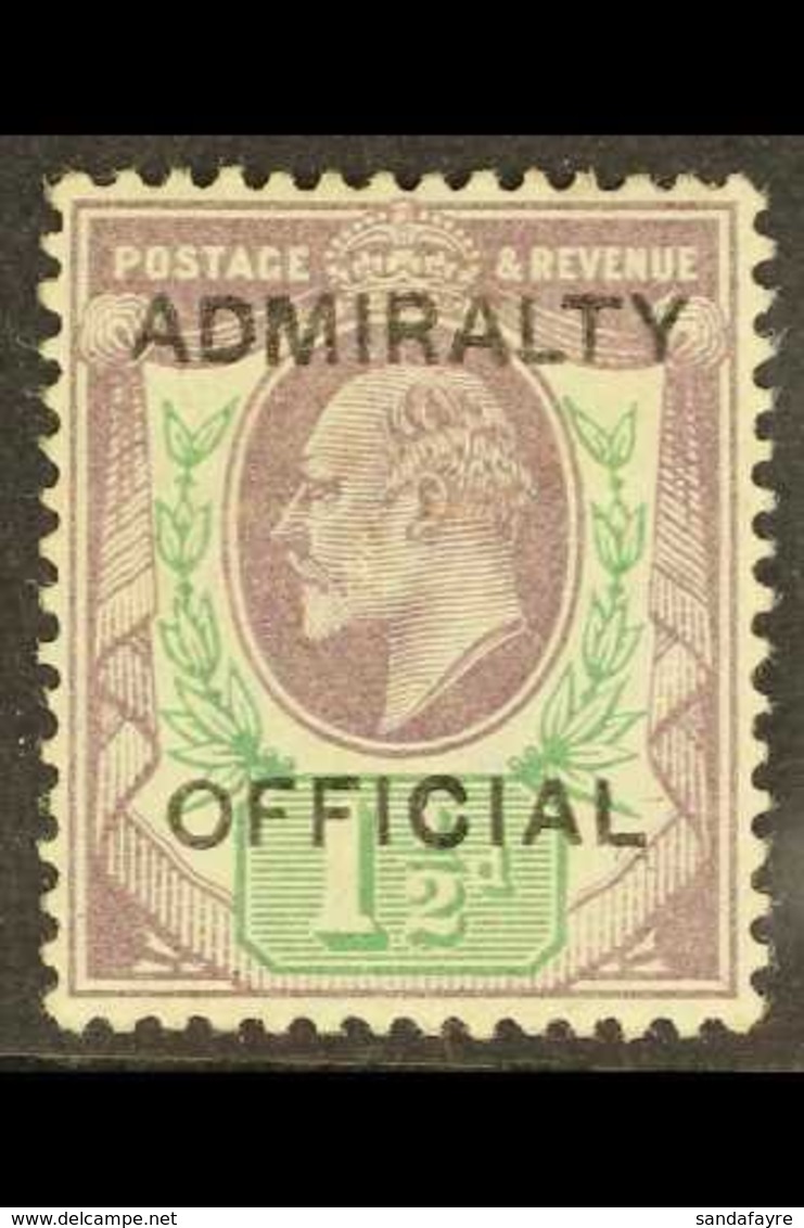 OFFICIAL ADMIRALTY 1903 1½d Dull Purple & Green With "ADMIRALTY OFFICIAL" Overprint, SG O103, Fine Mint, Expertized E.Di - Non Classés