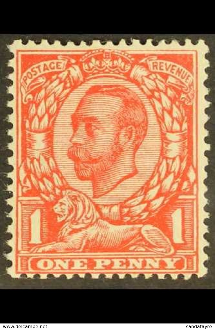 1912 VARIETY 1d Bright Scarlet, NO CROSS ON CROWN, SG 341a, Never Hinged Mint. For More Images, Please Visit Http://www. - Non Classificati
