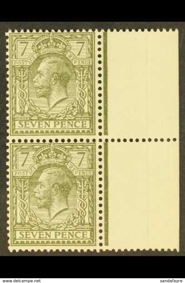 1912-24 7d Olive-grey PAIR From The Right Edge Of The Sheet, The Stamps Showing Only The "GE" Of "Postage" Watermark, SG - Unclassified