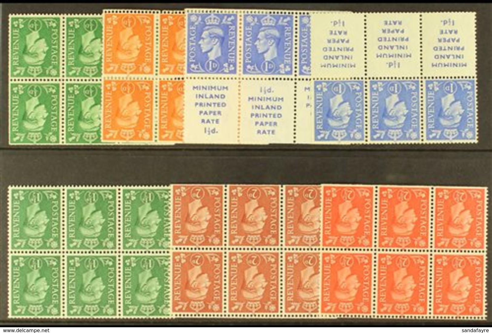 1941-52 NHM BOOKLET PANES. A Selection Of Booklet Panes Missing Their Booklet Margins Inc 1941 ½d Inv Wmk, 1950-52 ½d In - Unclassified