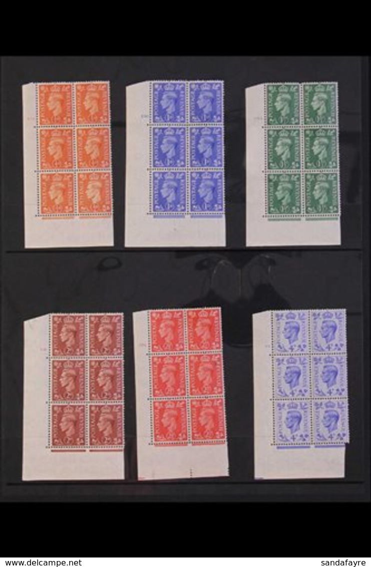 1950-52 Light Colours Set, SG 503/8, As Never Hinged Mint Cylinder Blocks Of 6, ½d Orange 152 Dot, 1d Blue 191, 1½d Gree - Ohne Zuordnung