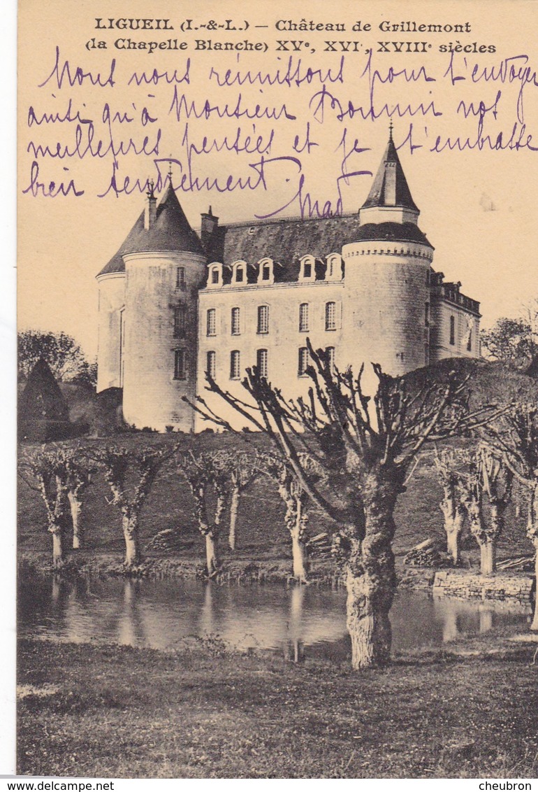 37 LIGUEIL. CPA . CHATEAU DE GRILLEMONT + TEXTE - Autres & Non Classés