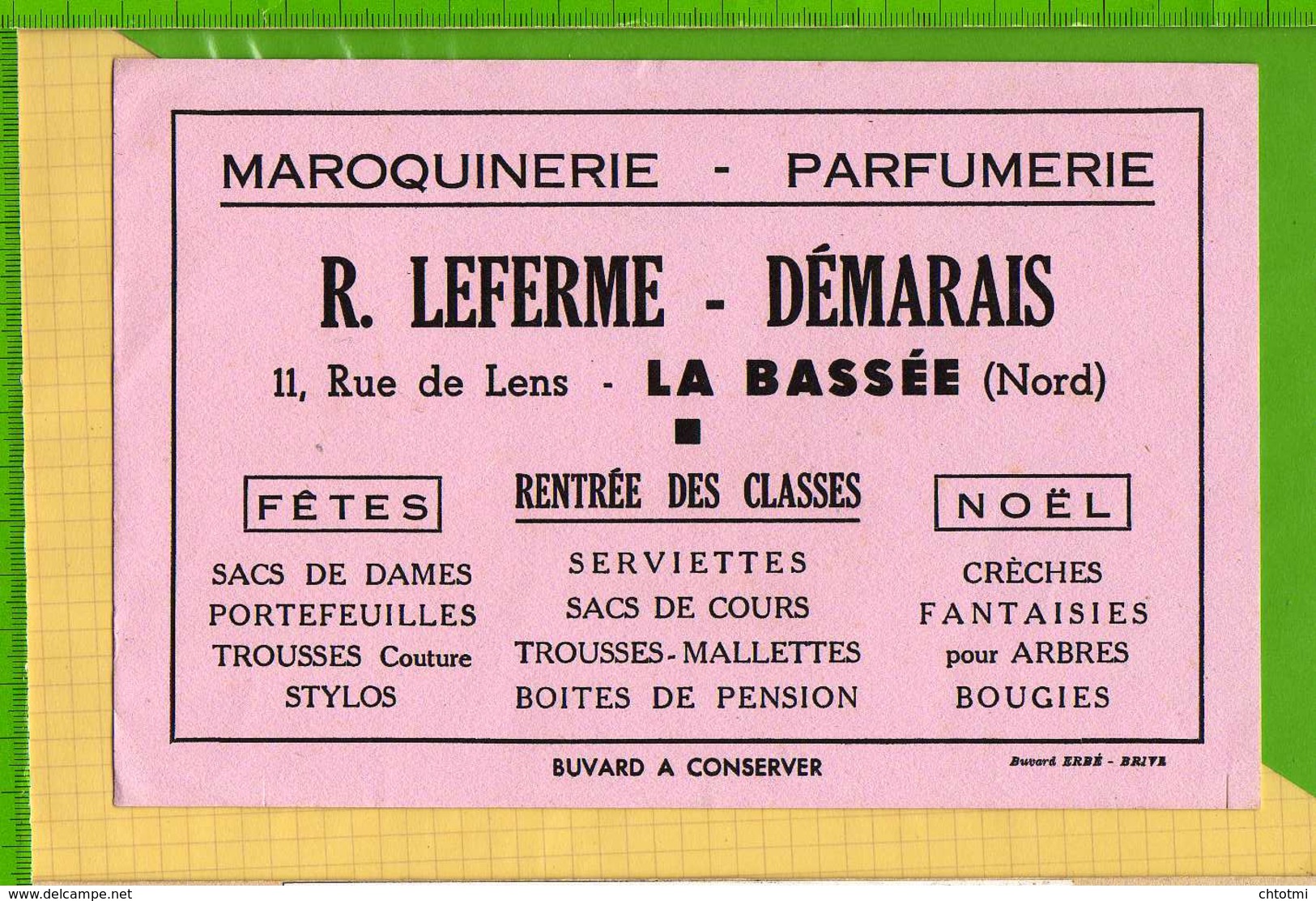 Buvard & Blotting Paper : Maroquinerie Parfumerie LEFERME DEMARAIS  LA BASSEE - Parfums & Beauté