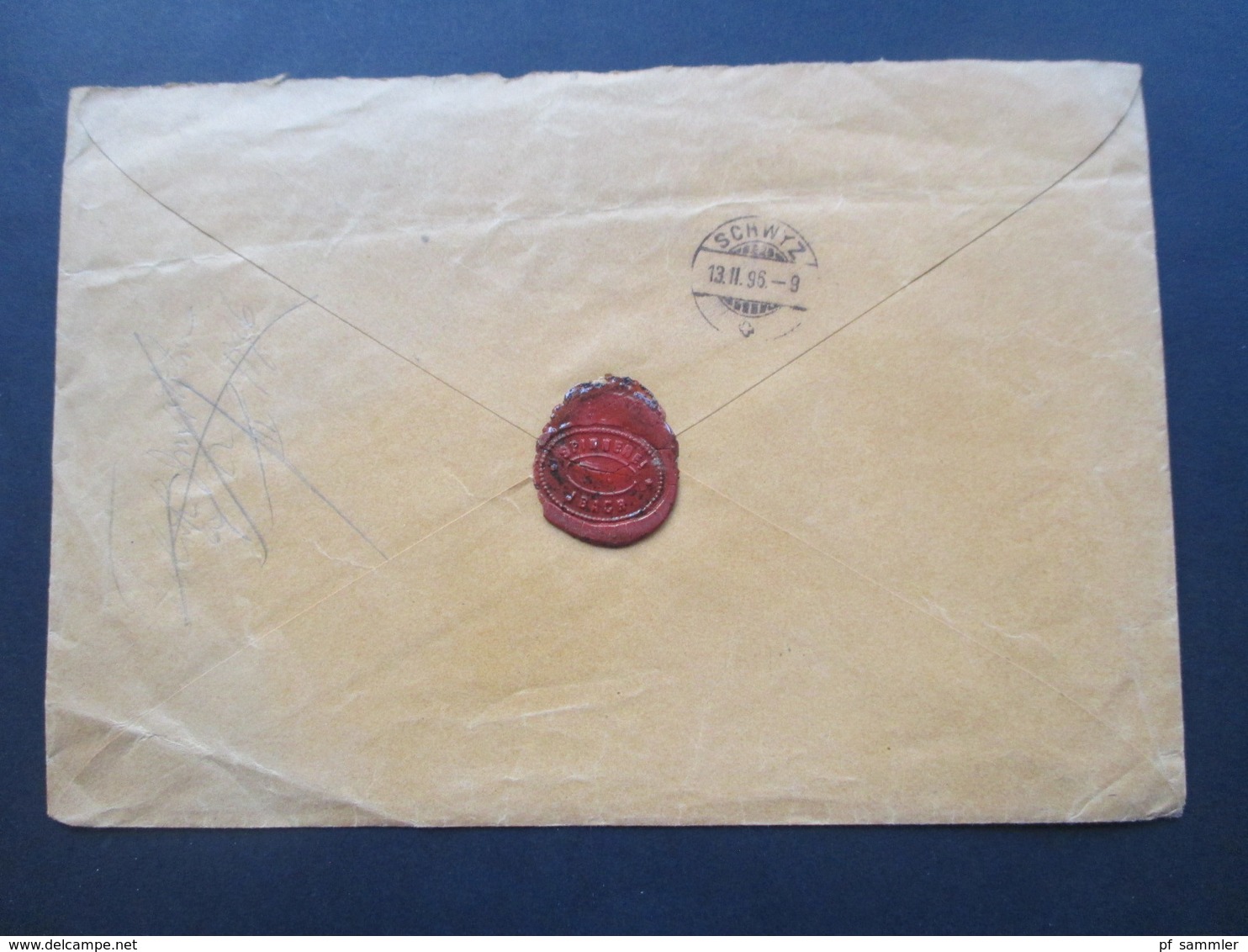 Schweiz 1896 Charge Brief / Einschreiben R Ibach No 34 nach Schwayz. Spinnerei Jbach