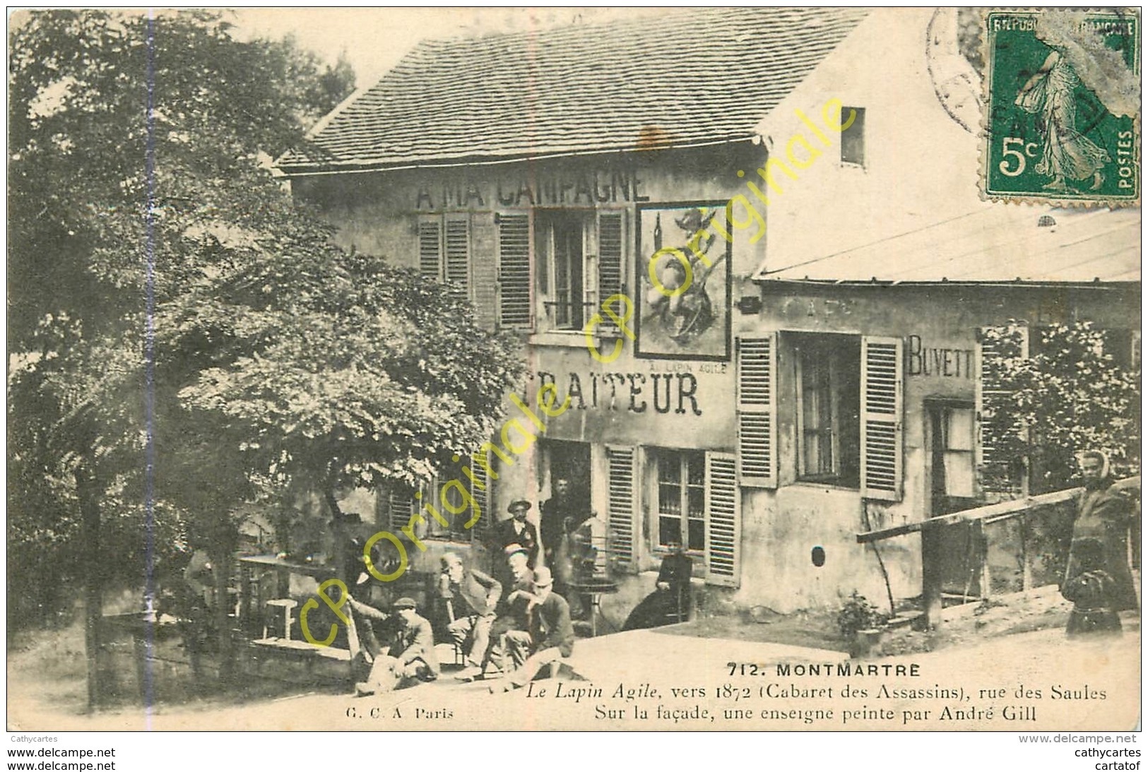 MONTMARTRE . Le Lapin Agile Vers 1872 (Cabaret Des Assassins) Rue Des Saules . CPA Animée . PARIS . - Autres & Non Classés