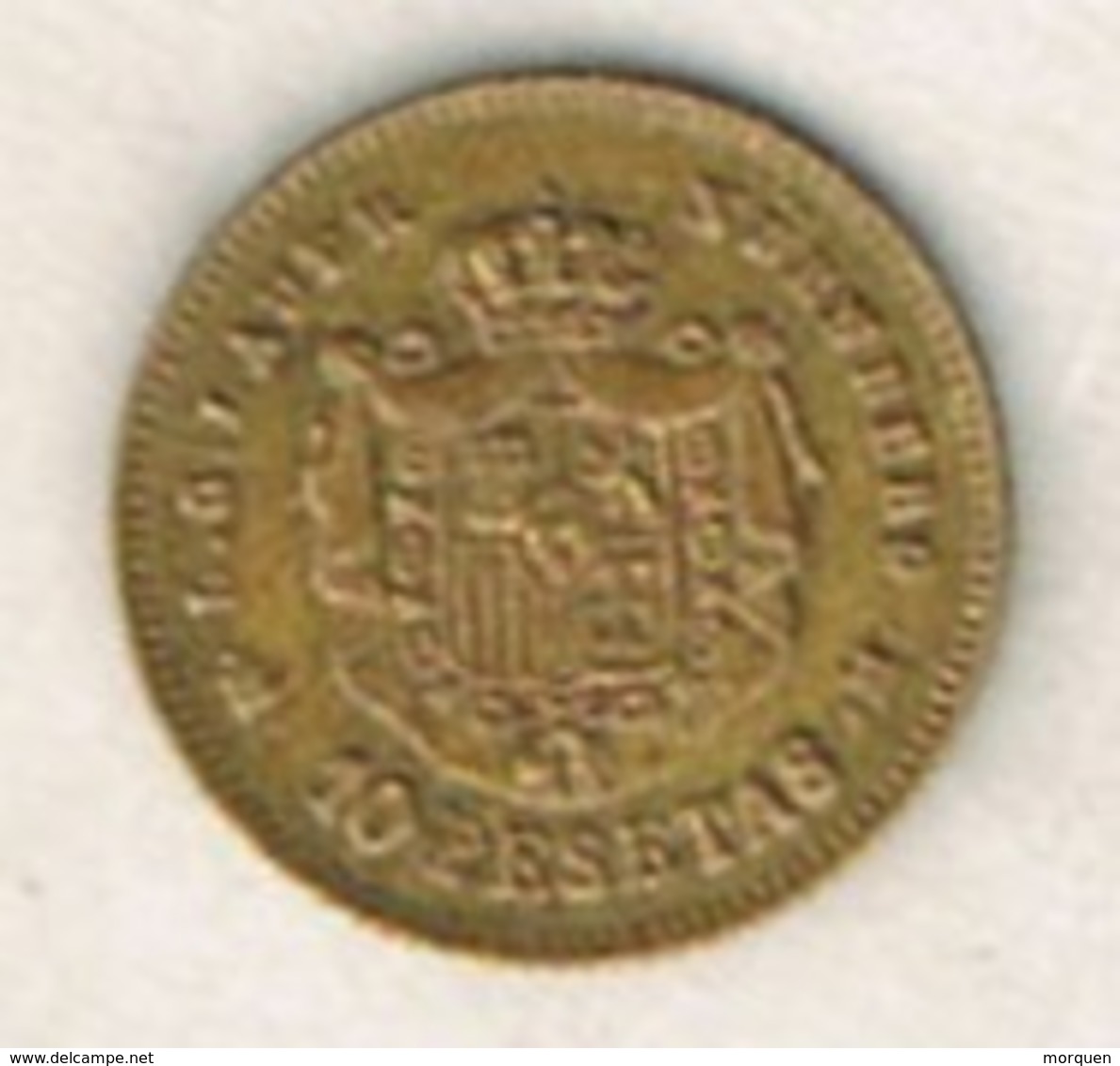 Moneda TOKEN, Jeton ESPAÑA, Alfonso XII 10 Pts 1887, LAUER Nurnberg - Otros & Sin Clasificación