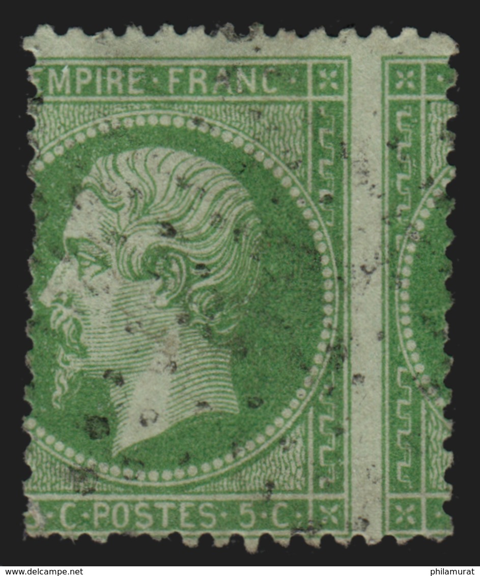 N°20, Variété Piquage à Cheval, Napoléon 5c Vert - B/TB - 1862 Napoléon III