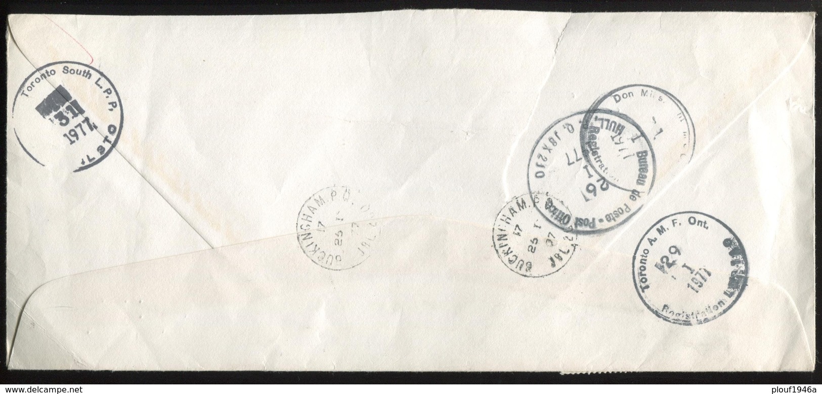 1977 "enveloppe" Buckingham ->Toronto" Registered, See Cancellations - Einschreibemarken