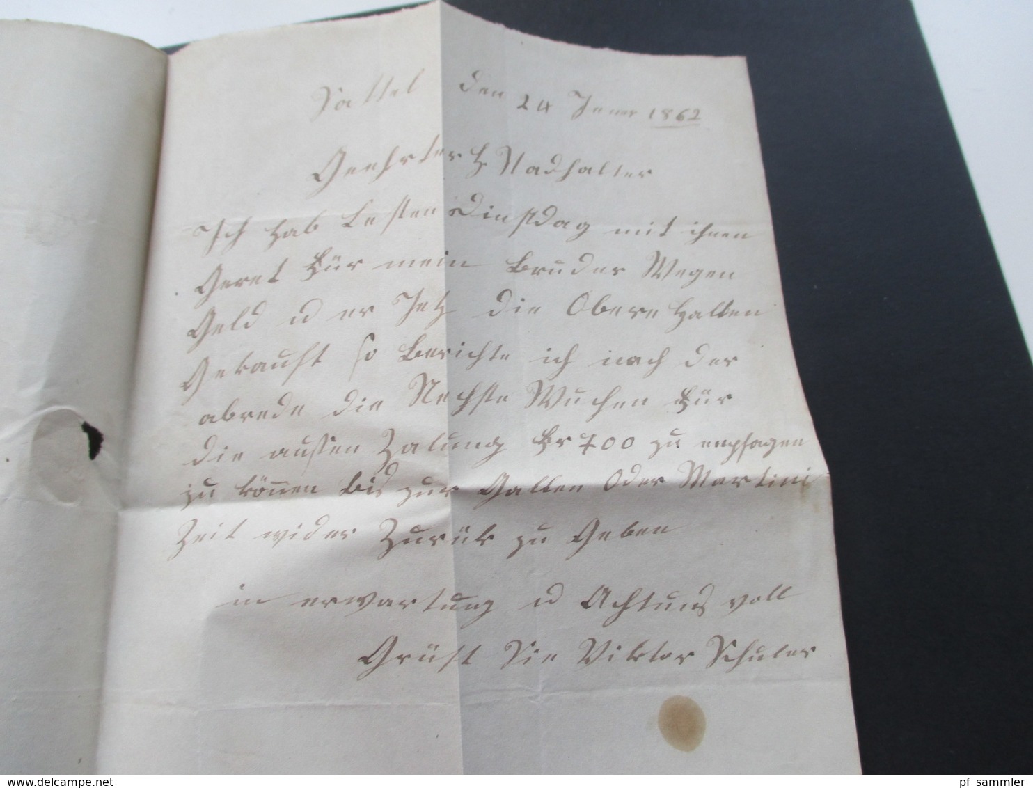 Schweiz 1862 Markenloser Brief aus Sattel / Schwyz 24. Januar 1862 Mit Inhalt