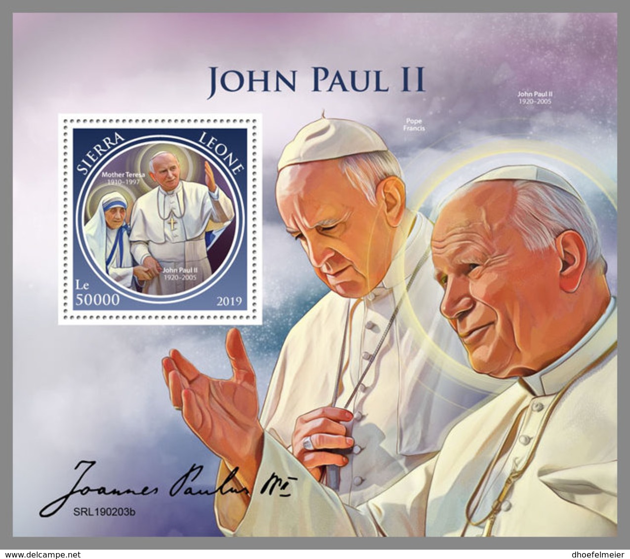 SIERRA LEONE 2019 MNH Mother Teresa John Paul II. S/S - OFFICIAL ISSUE - DH1913 - Mère Teresa