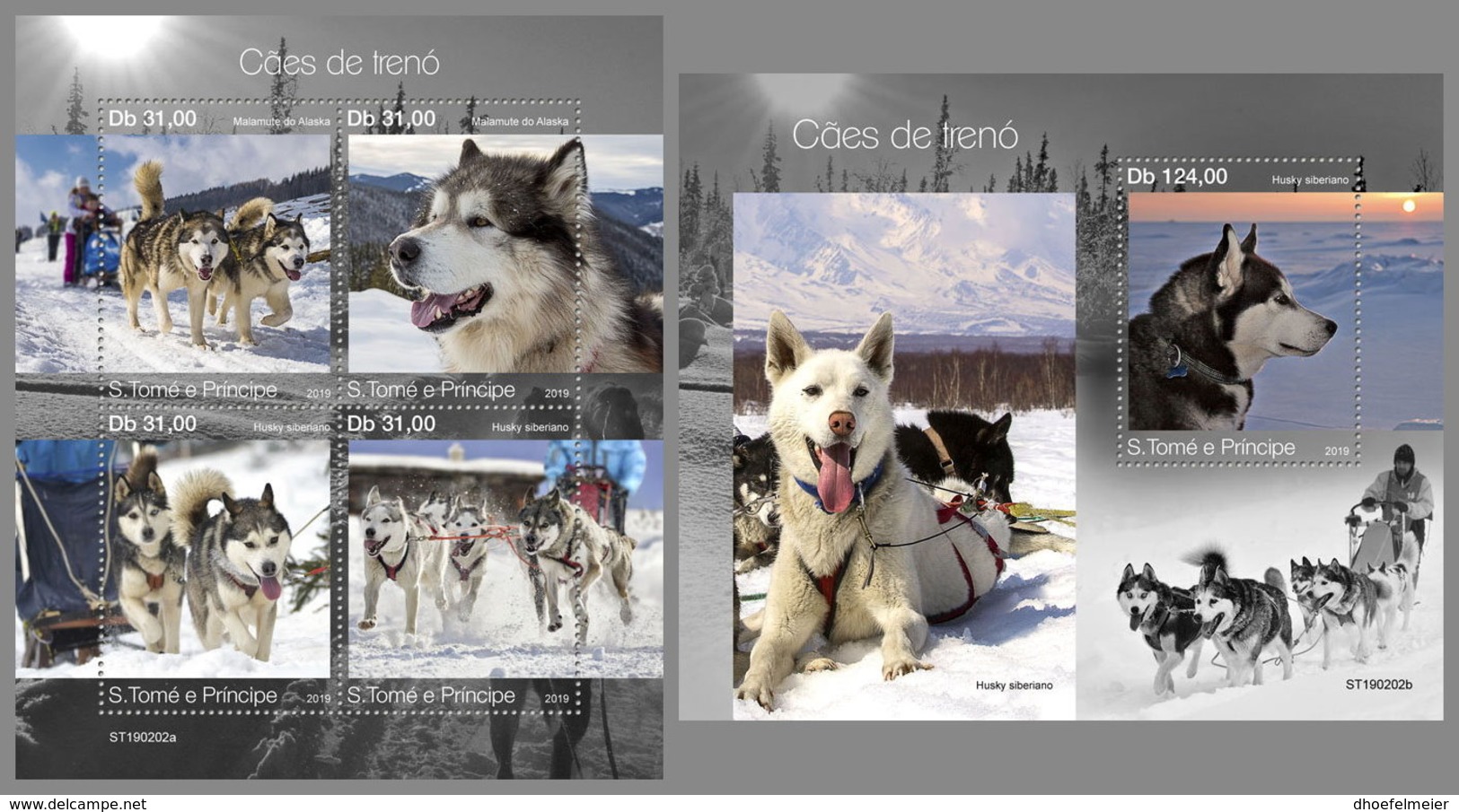 SAO TOME 2019 MNH Sledge Dogs Schlittenhunde Chiens De Traineaux Huskies M/S+S/S - OFFICIAL ISSUE - DH1913 - Dogs