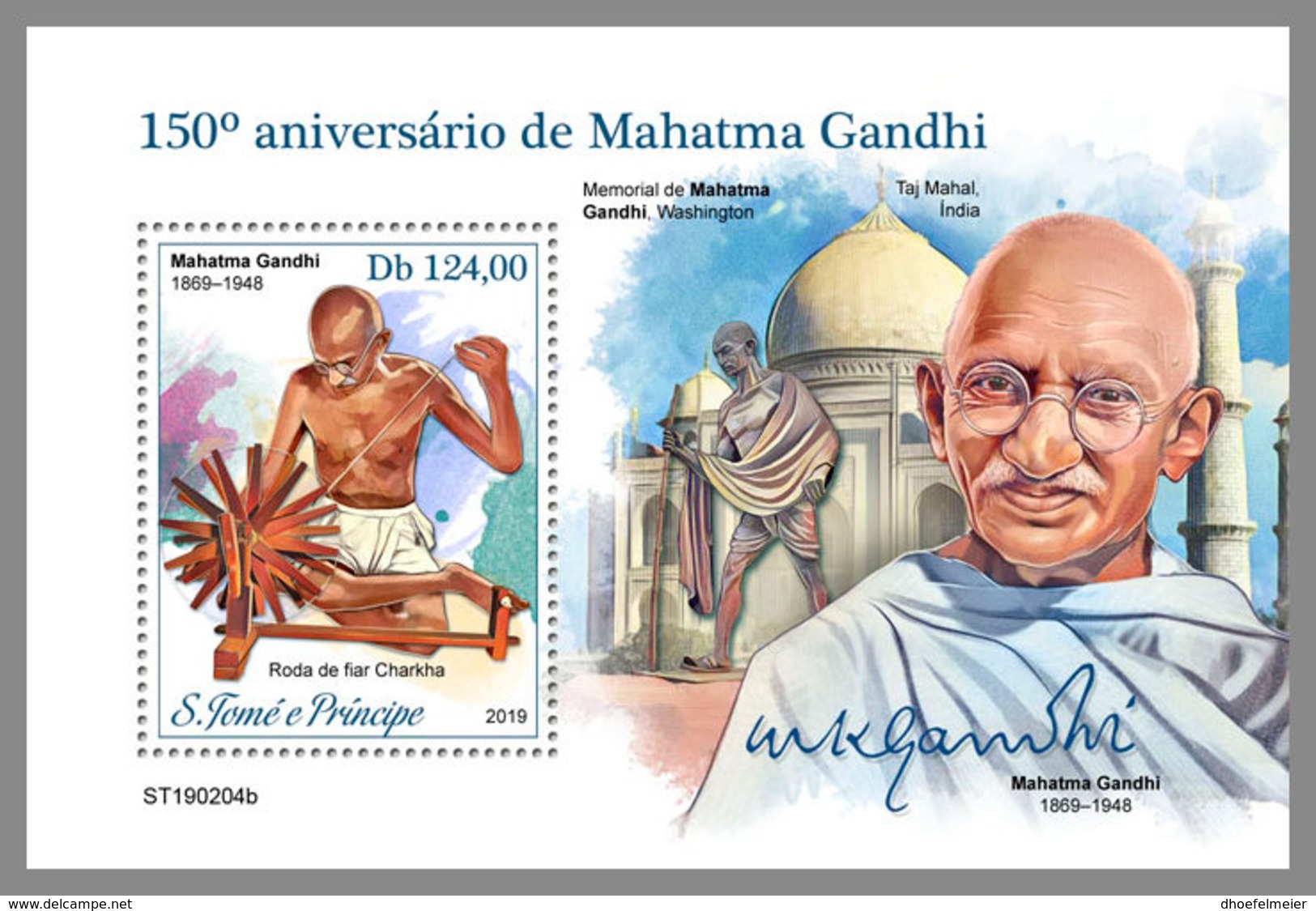 SAO TOME 2019 MNH Mahatma Gandhi S/S - OFFICIAL ISSUE - DH1913 - Mahatma Gandhi