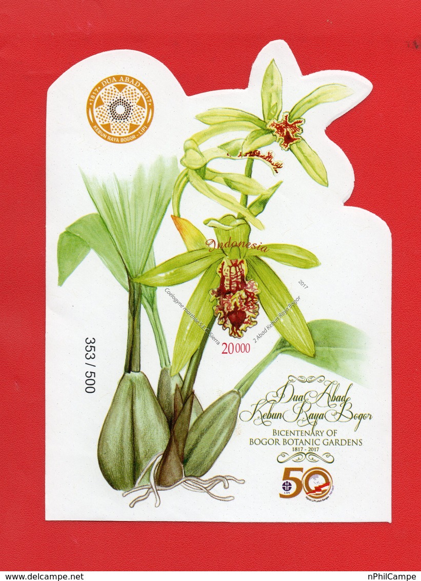 Indonesia-2017-Imperf SS-MNH-Orchids-Bogor-Botanic-Garden-353/500-RARE - Indonesia