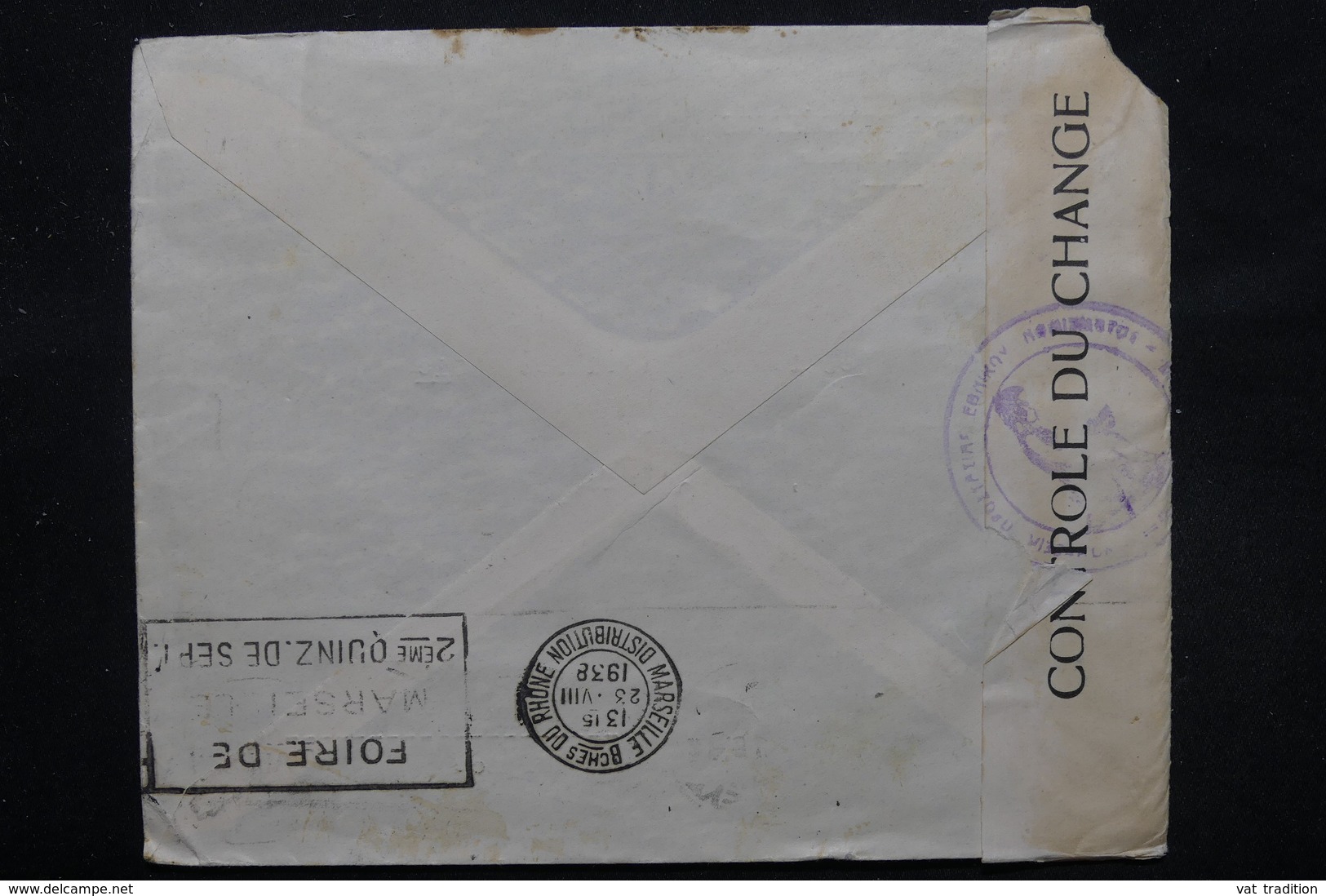 GRECE - Enveloppe Commerciale De Candie Pour Marseille En 1938 Avec Contrôle , Affranchissement Plaisant - L 27764 - Kreta