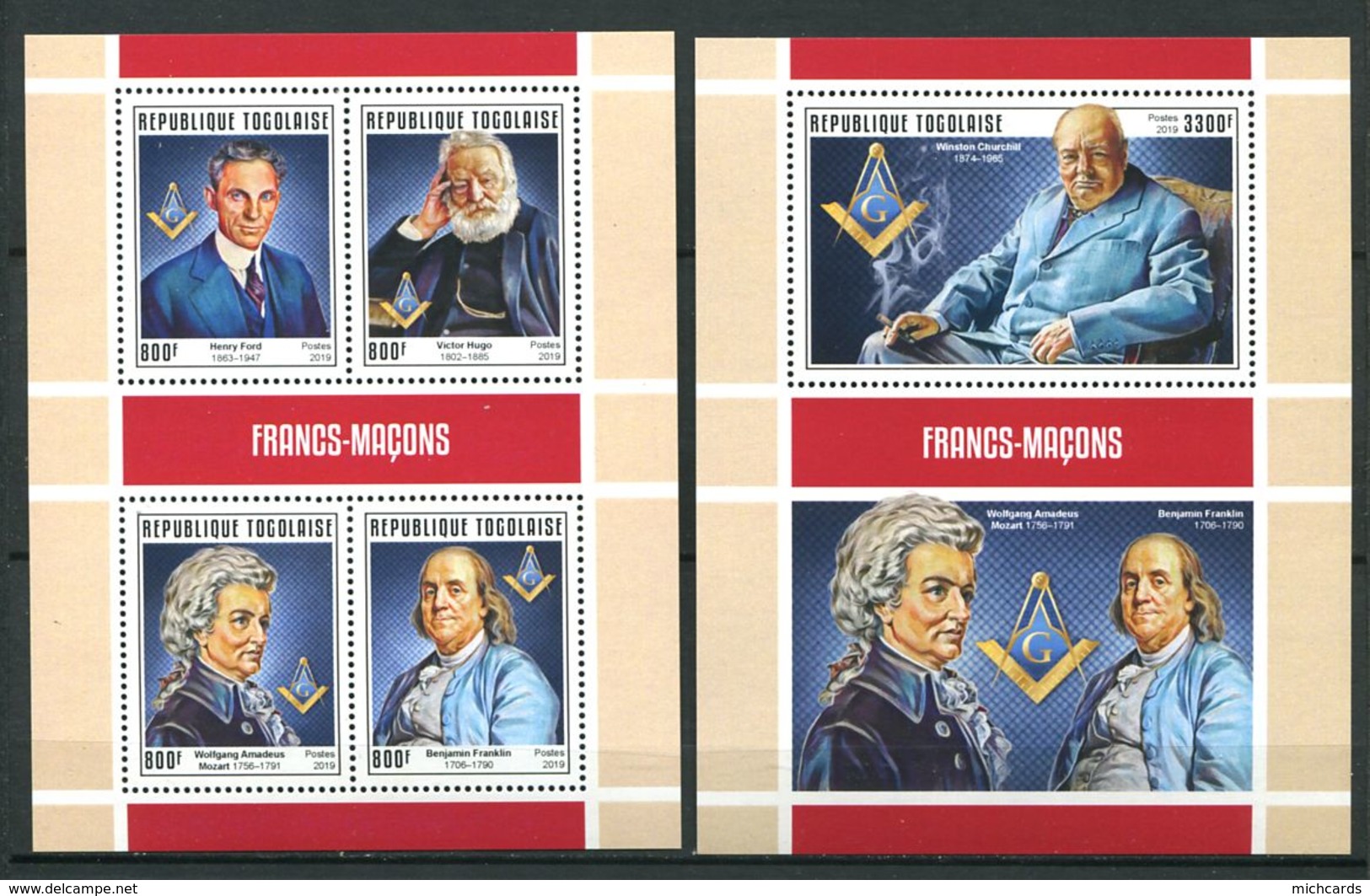 103 TOGO 2019 - Masonic Franc Maconnerie Freemasonry Freimaurerei - Neuf ** (MNH) Sans Trace De Charniere - Freemasonry