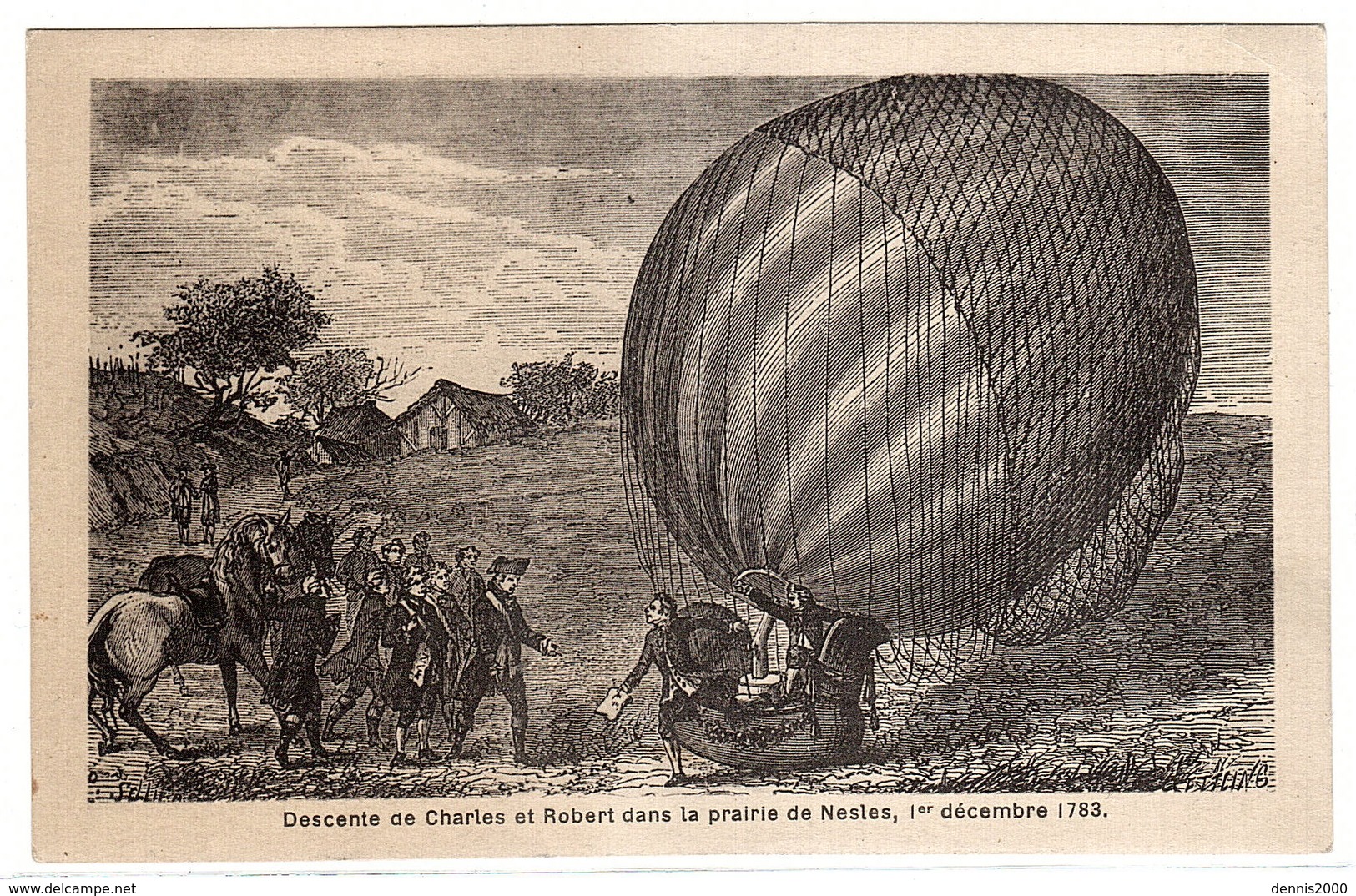 Descente De Charles Et Robert Dans La Prairie De Nesles, 1er Décembre 1783 - Dirigeables