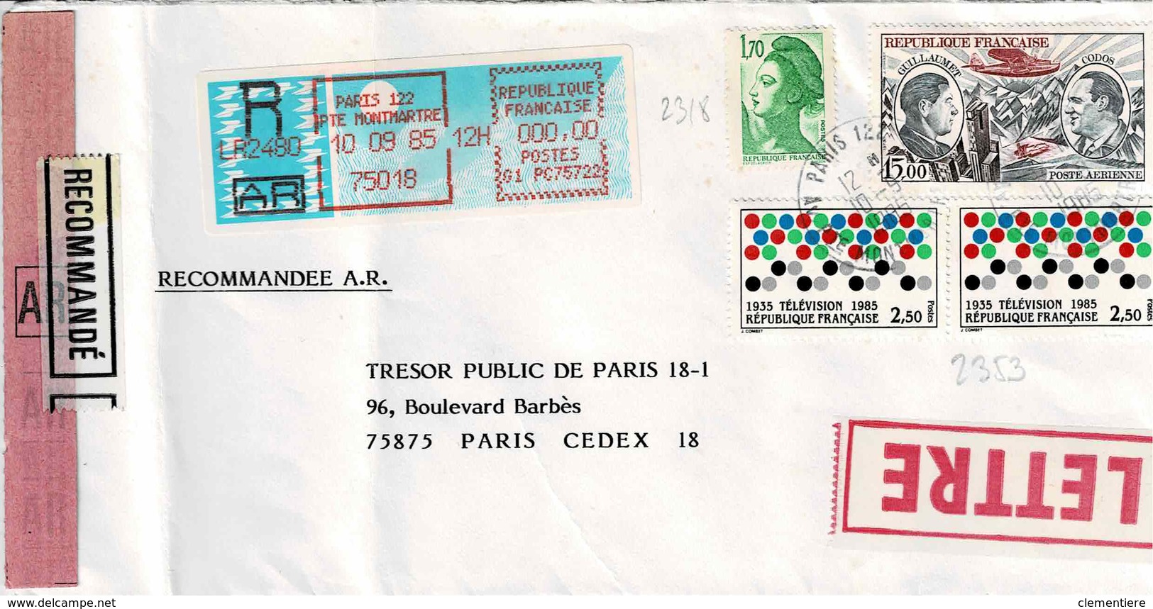 TP N° 2353 En 2 Ex , PA48 Et Diverses Marianne Sur Enveloppe En Recommandé De Paris 122 - 1961-....