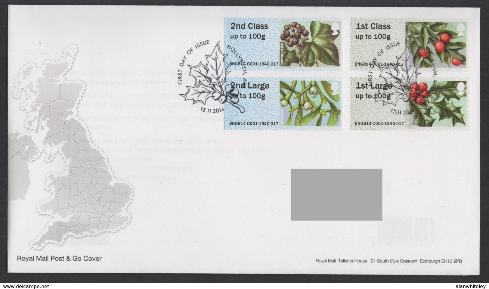 GREAT BRITAIN 2014 Post & Go/Winter Greenery: First Day Cover CANCELLED - Post & Go (automaten)