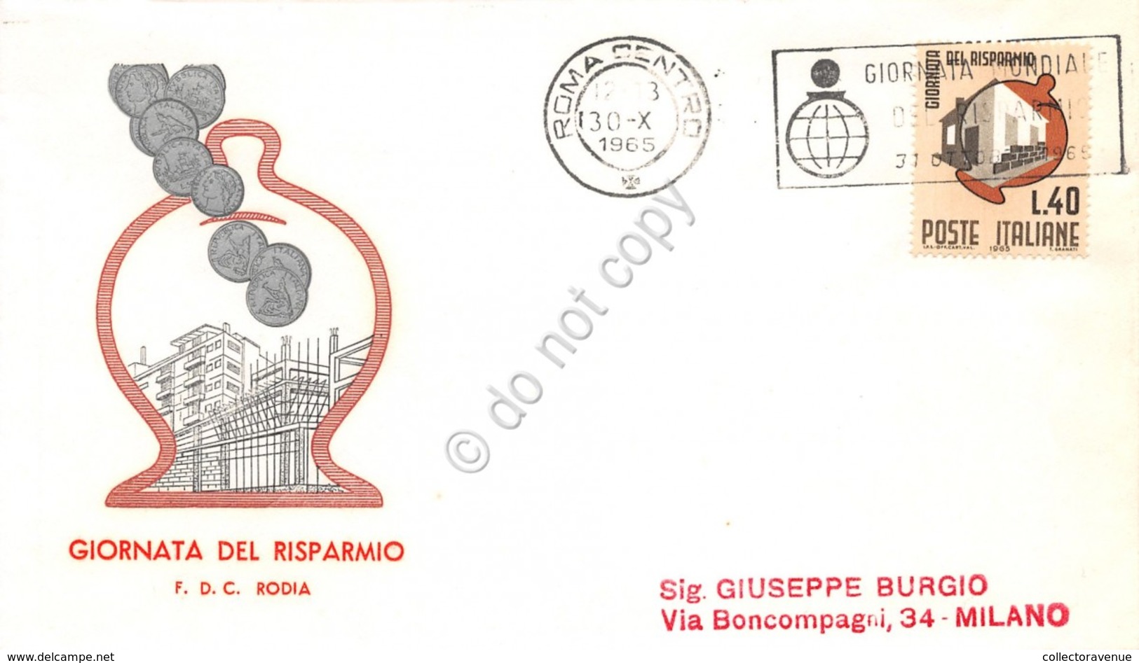 FDC Rodia Repubblica 1965 - Giornata Del Risparmio - Non Viaggiata - Non Classificati