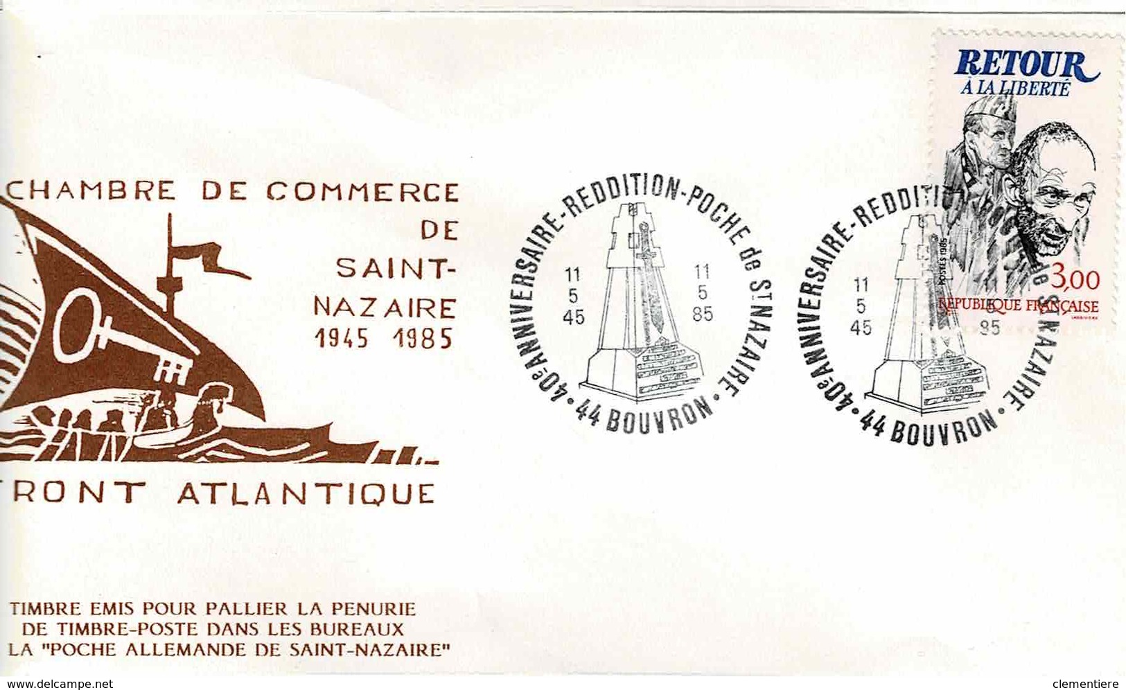 TP N° 2369 Seul  Sur Enveloppe Du 40ème Anniversaire De La Reddition De St Nazaire, Cachet De Bouvron - 1961-....