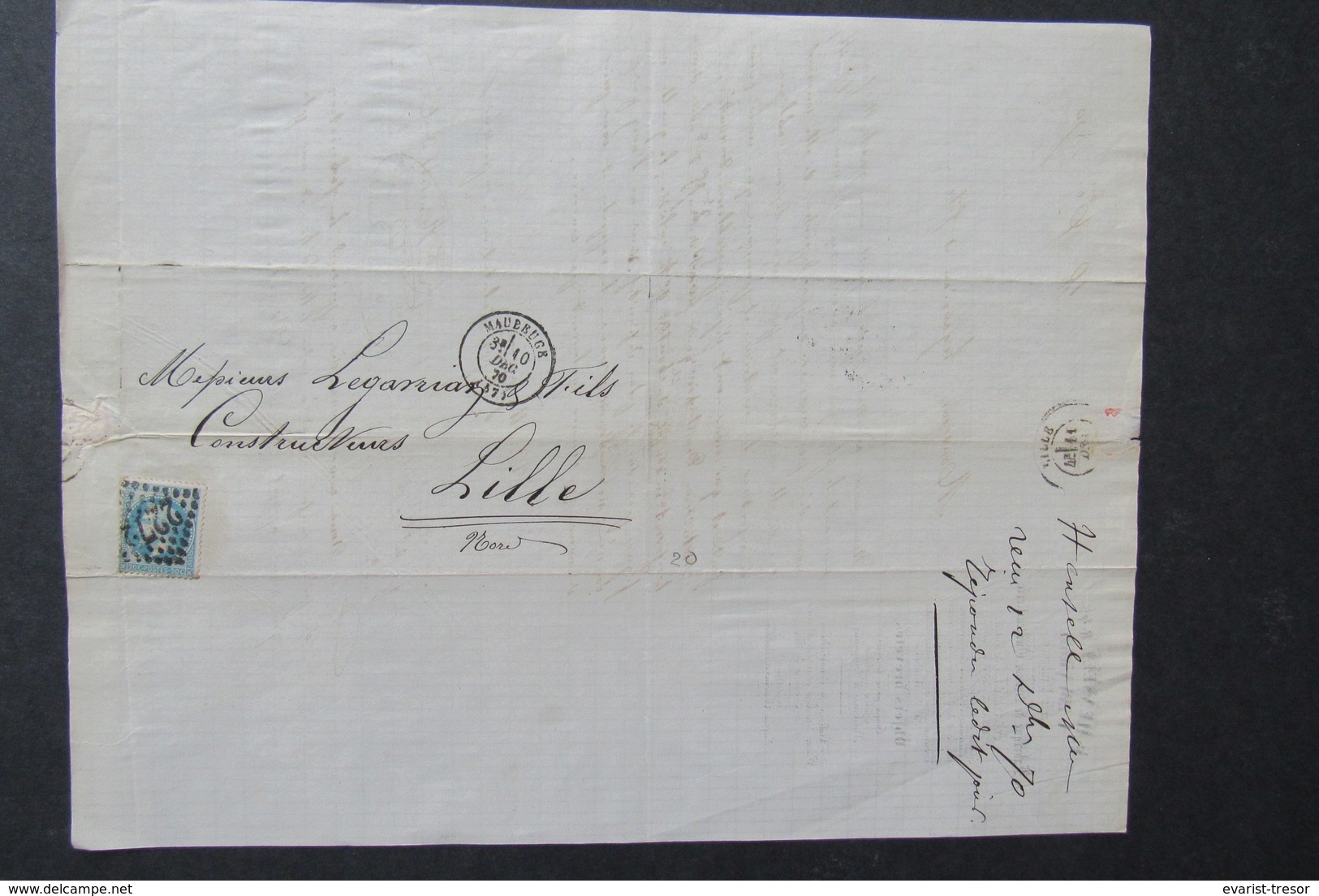 Facture Lettre Invoice Hensell Louvroil Cachet Timbre Maubeuge Quincaillerie 1870 - 1800 – 1899