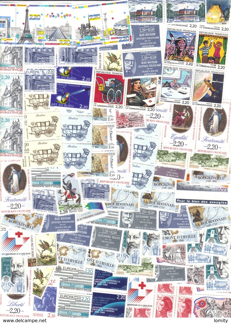 Lot De Timbres Neufs France Lot Sous Faciale 2.20F X 150 Surtaxes Non Comptées - Collections