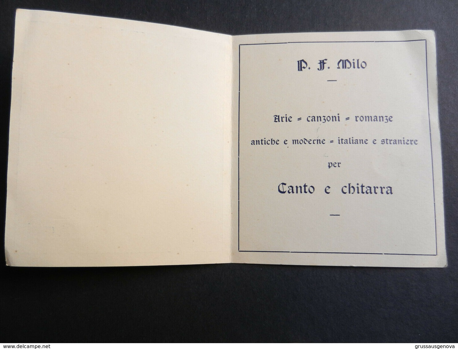 19916)  P.F. MILO ARIE CANZONI ROMANZE PER CANTO E CHITARRA INVITO FORMATO 9,5 X 11 Cm - Partituren