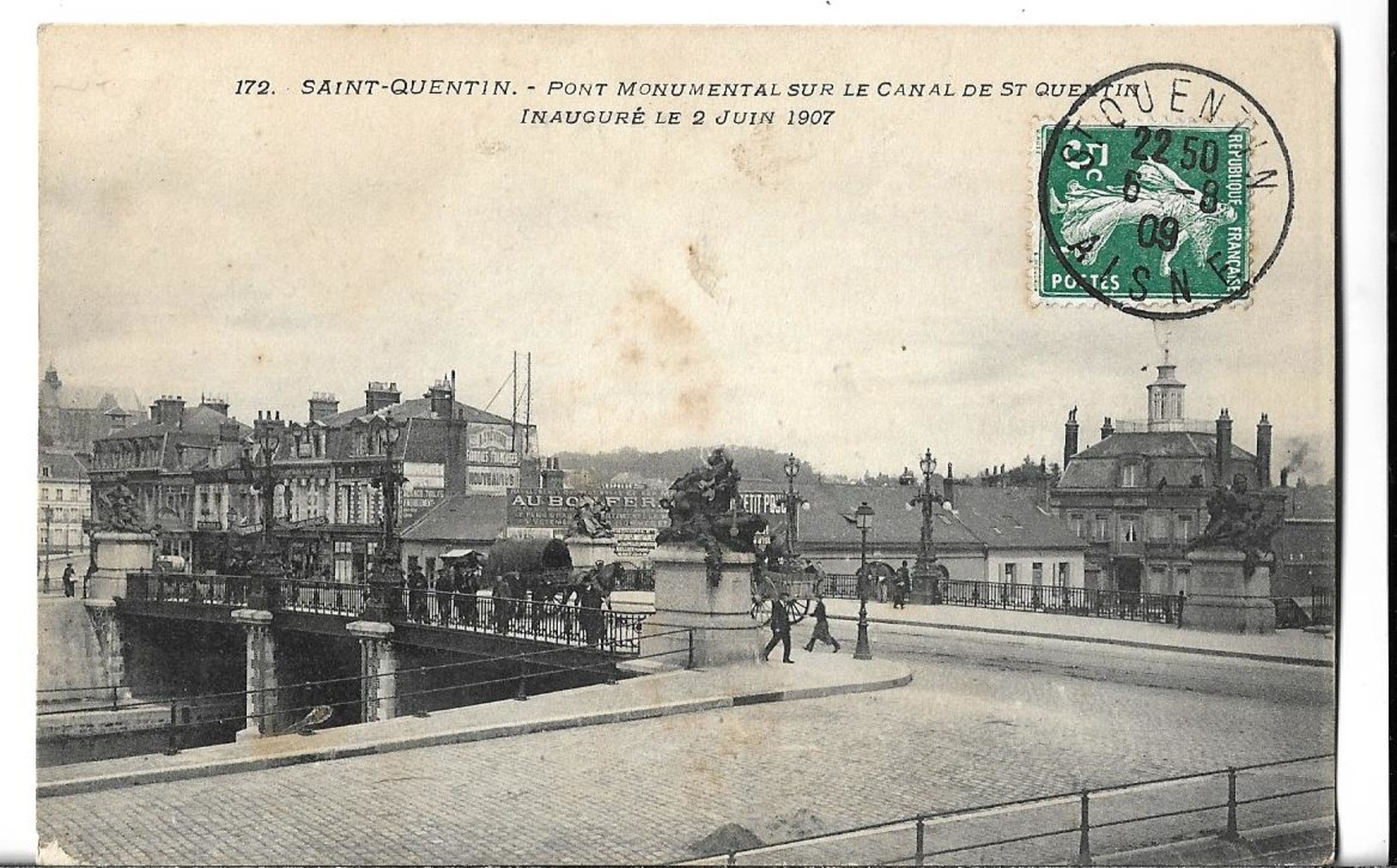 CPA  De  SAINT-QUENTIN  (02)  -  PONT MONUMENTAL Sur Le CANAL De ST-QUENTIN Inauguré Le 2 Juin 1907  //   TBE - Saint Quentin