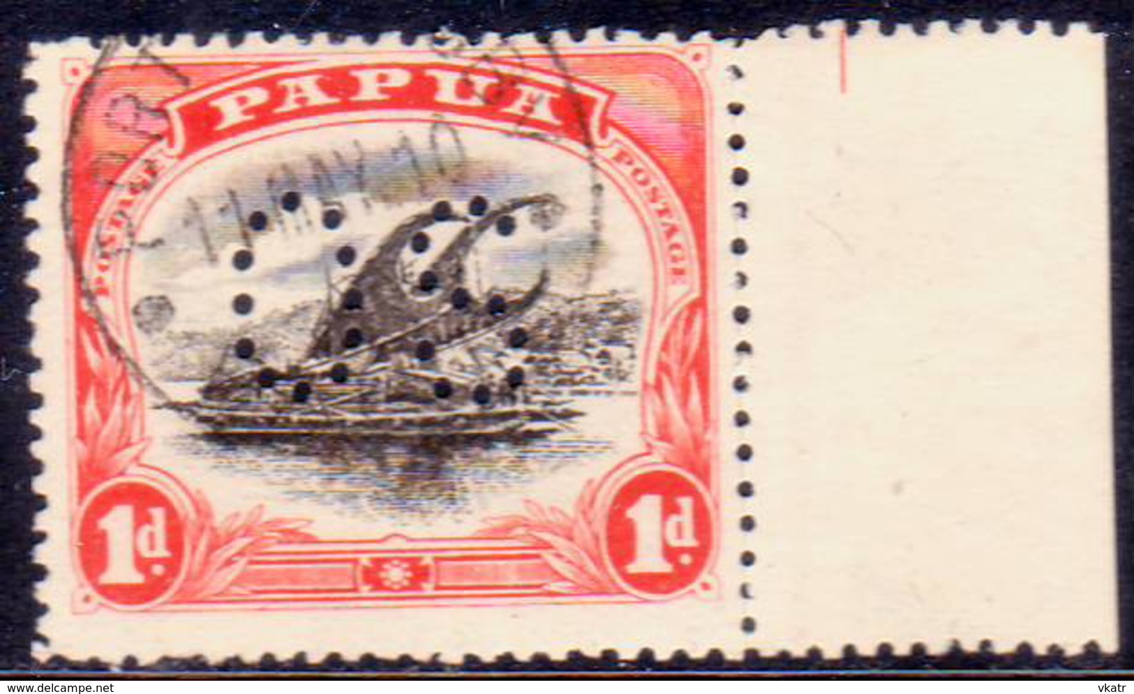 PAPUA (BRITISH NEW GUINEA) 1908 SG #O22 1d Used Official Wmk Sideways Perf.12½ - Papua New Guinea