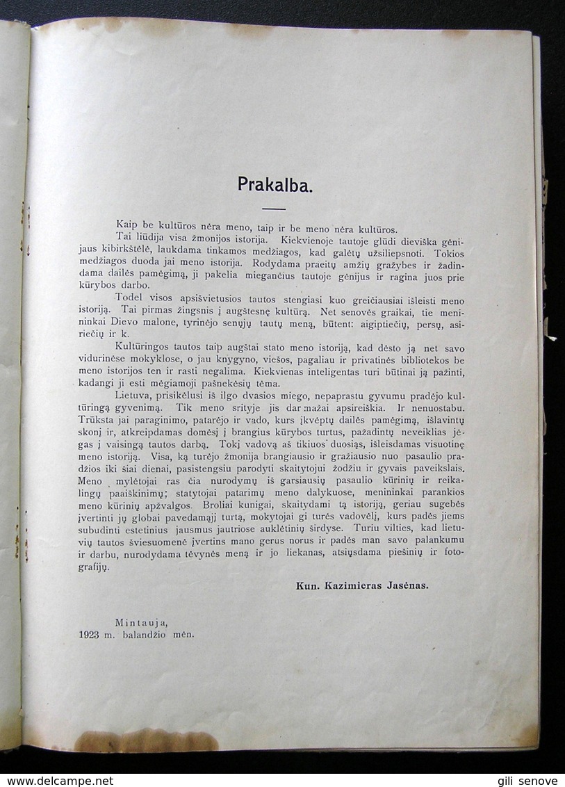 Lithuanian Book / Visuotinė Meno Istorija By Jasėnas Architektūra 1923 - Cultura