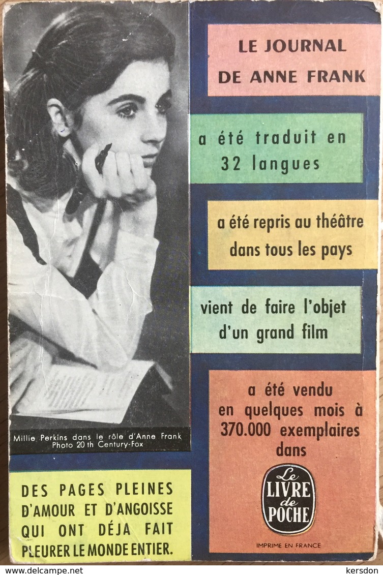 Livre De Poche - Journal De Anne Frank - 1959 - Autres & Non Classés