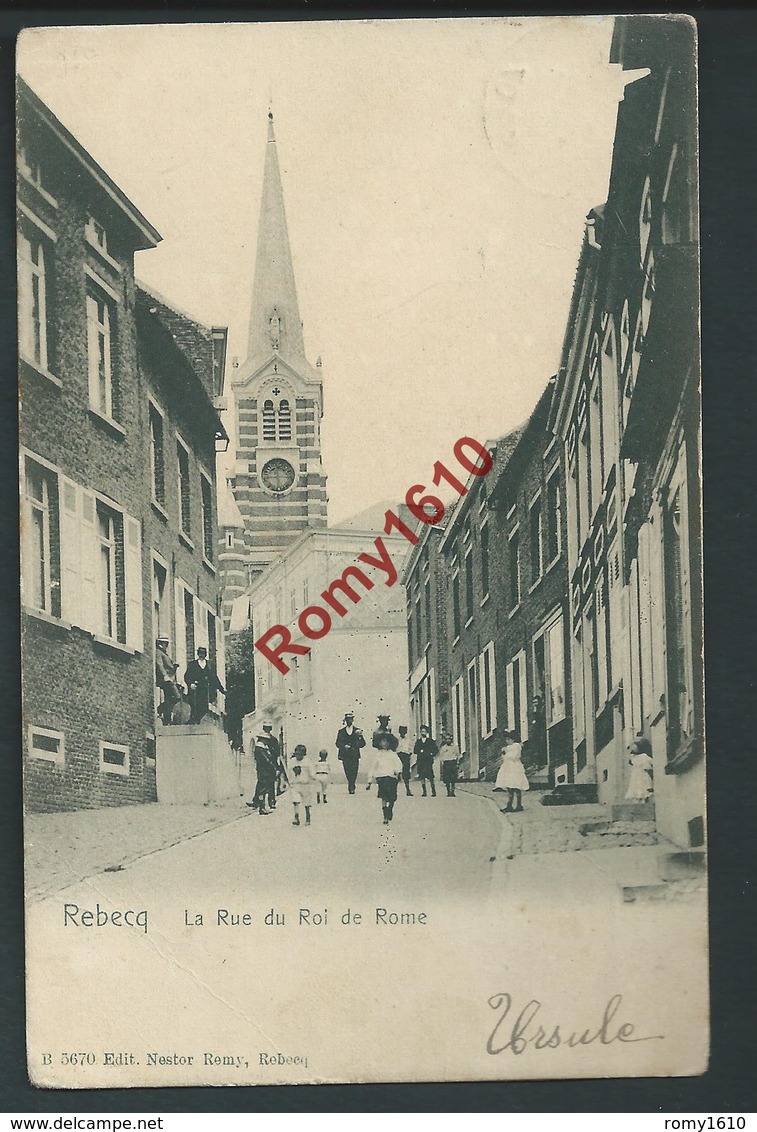 REBECQ. Rue Du Roi De Rome. Très Animée. Circulé En 1907. - Rebecq