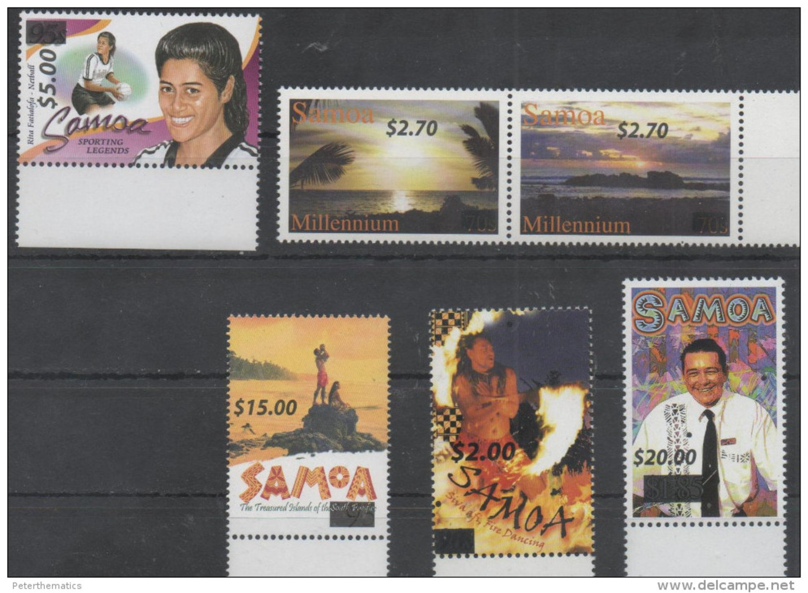 SAMOA, 2016, MNH, OVERPRINTS, FIRE DANCING, SPORTS, MILLENIUM, NATIVES,6v, SCARCE - Dance