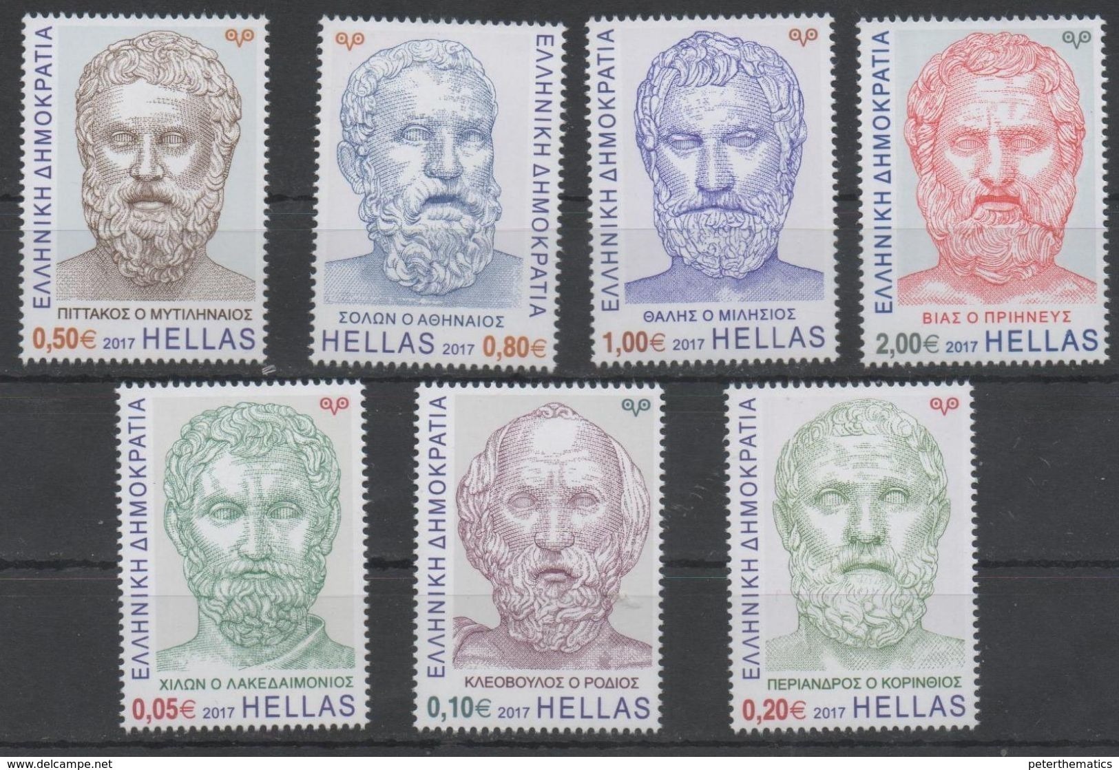 GREECE, 2017, MNH,HISTORY, SEVEN WISE MEN OF ANCIENT GREECE, 7v - Other & Unclassified