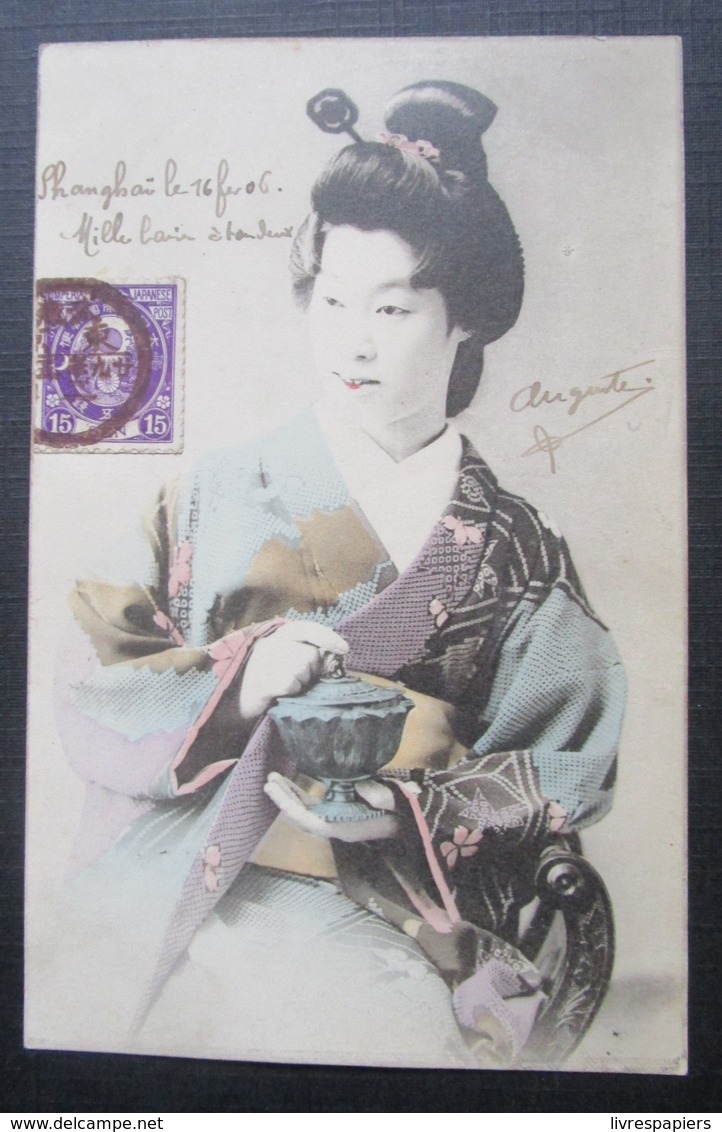 Japon  Femme Kimono   Cpa Timbrée Imperial Japanese Post - Autres & Non Classés