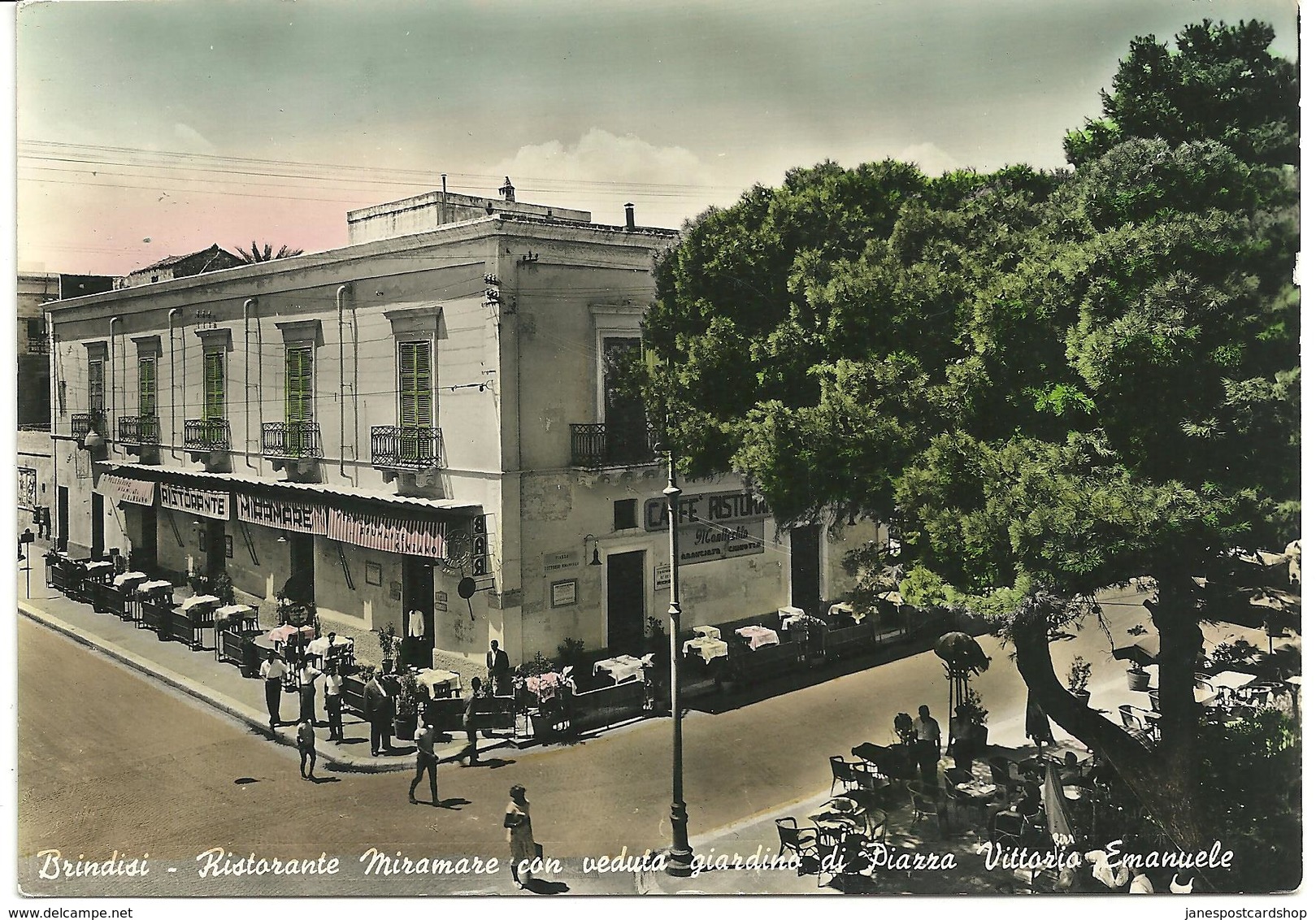 REAL PHOTOGRAPHIC POSTCARD -BRINDISI - RESTORANTE MIRAMARE IN PIAZZA VITTORIA EMANUELE  ITALY - Brindisi