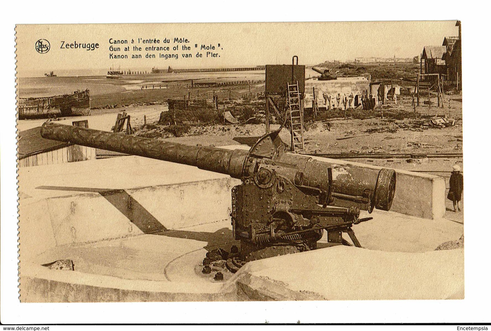 CPA - Carte Postale - Belgique -Zeebrugge -Canon à L'entrée Du Mole-VM2092 - Zeebrugge