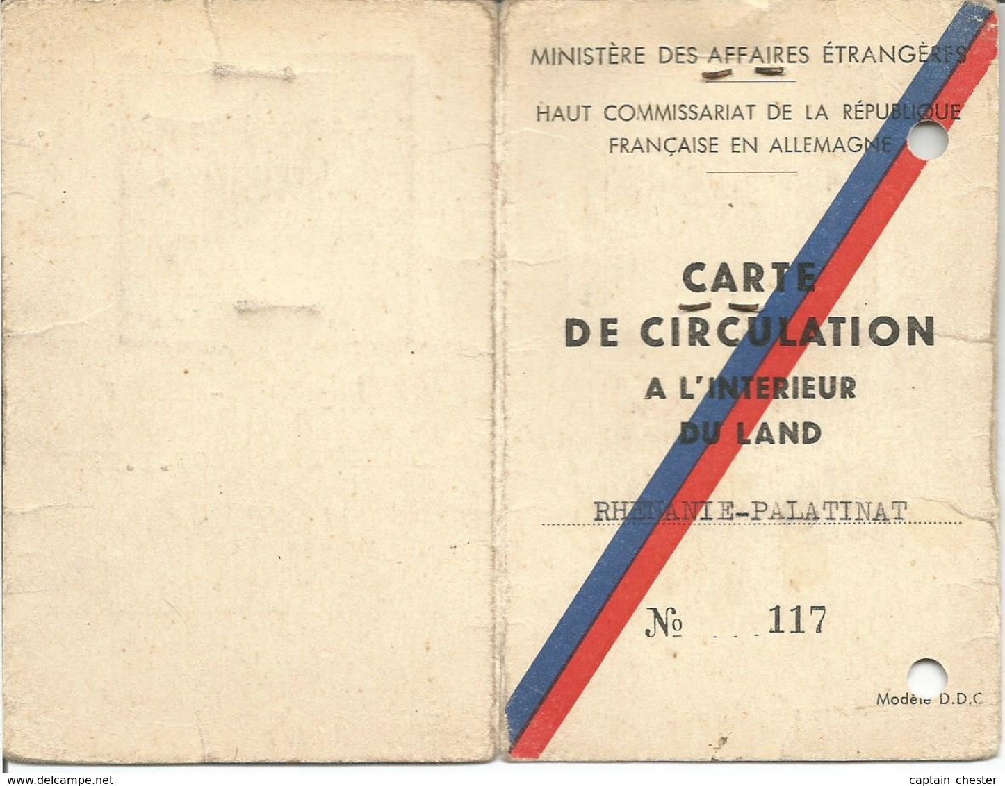 Haut Commissariat De La République Française En Allemagne - Carte De Circulation Land De Rhénanie Palatinat 1951 - Documents
