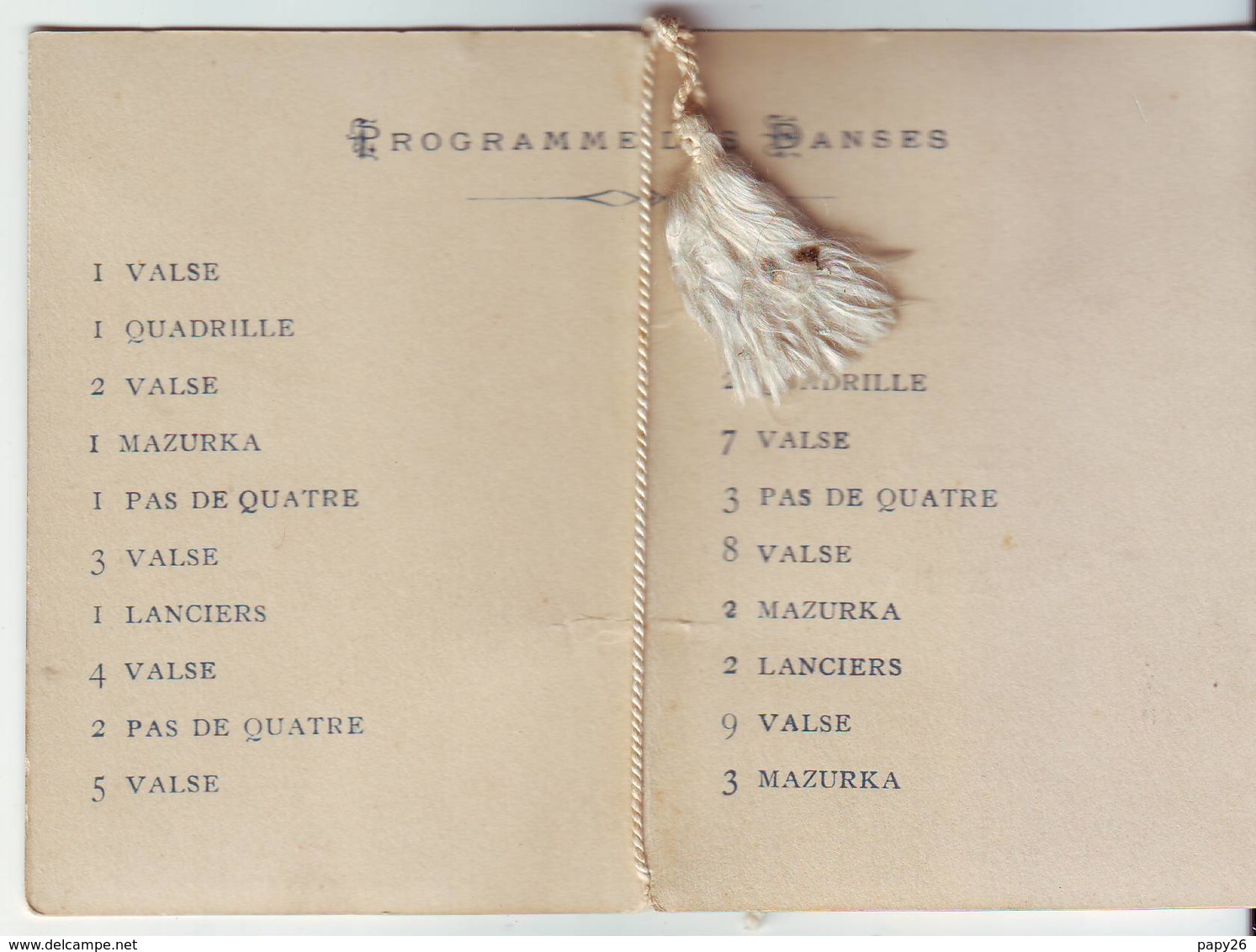 Programme Des Danses Escadre De La Mediterrannée Villefranche 1896 - Dépliants Touristiques