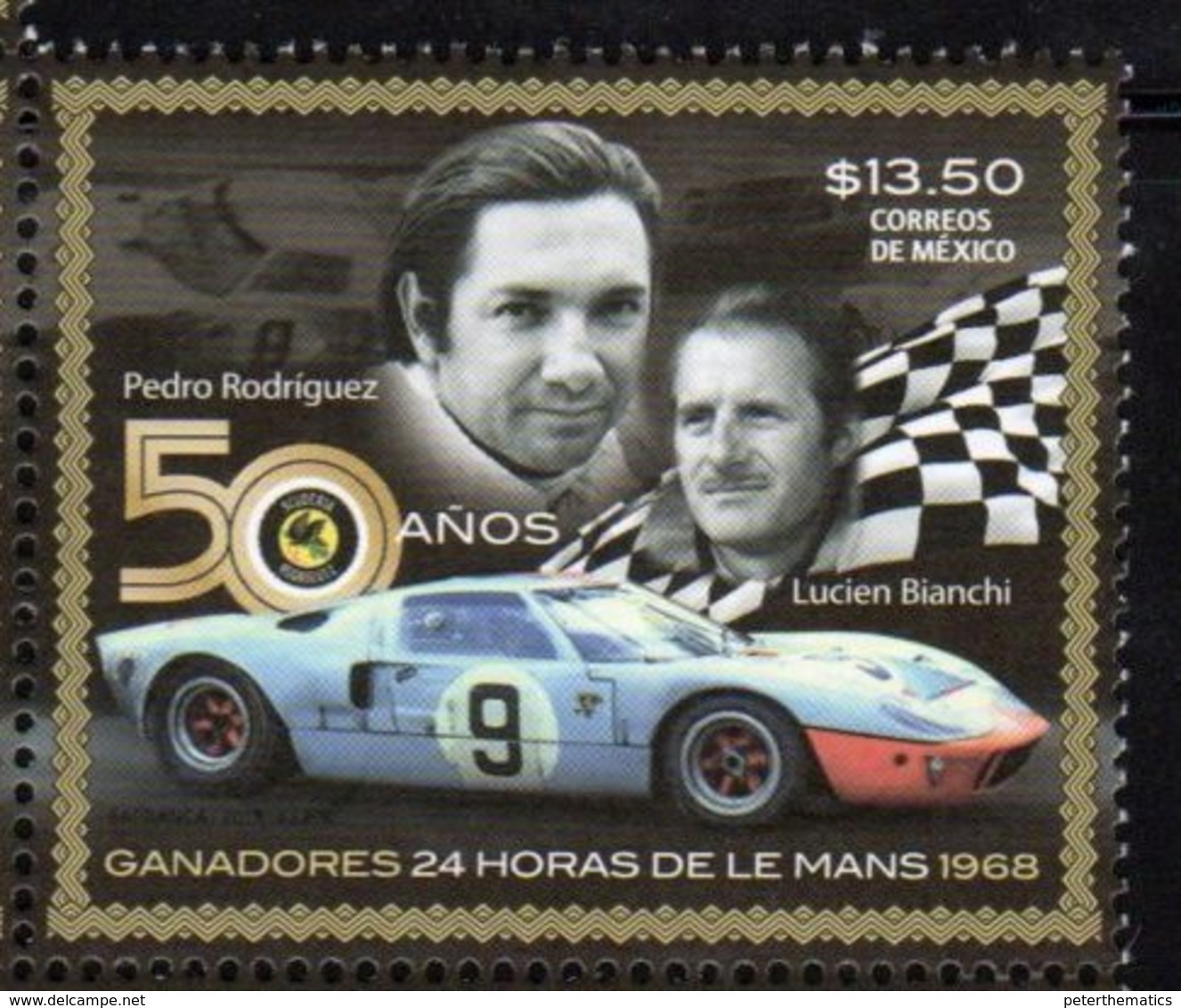 MEXICO, 2018, MNH, CARS, RACING, LE MAN 1968 WINNERS, PEDRO RODRIGUEZ , LUCIEN BIANCHI, 1v - Cars