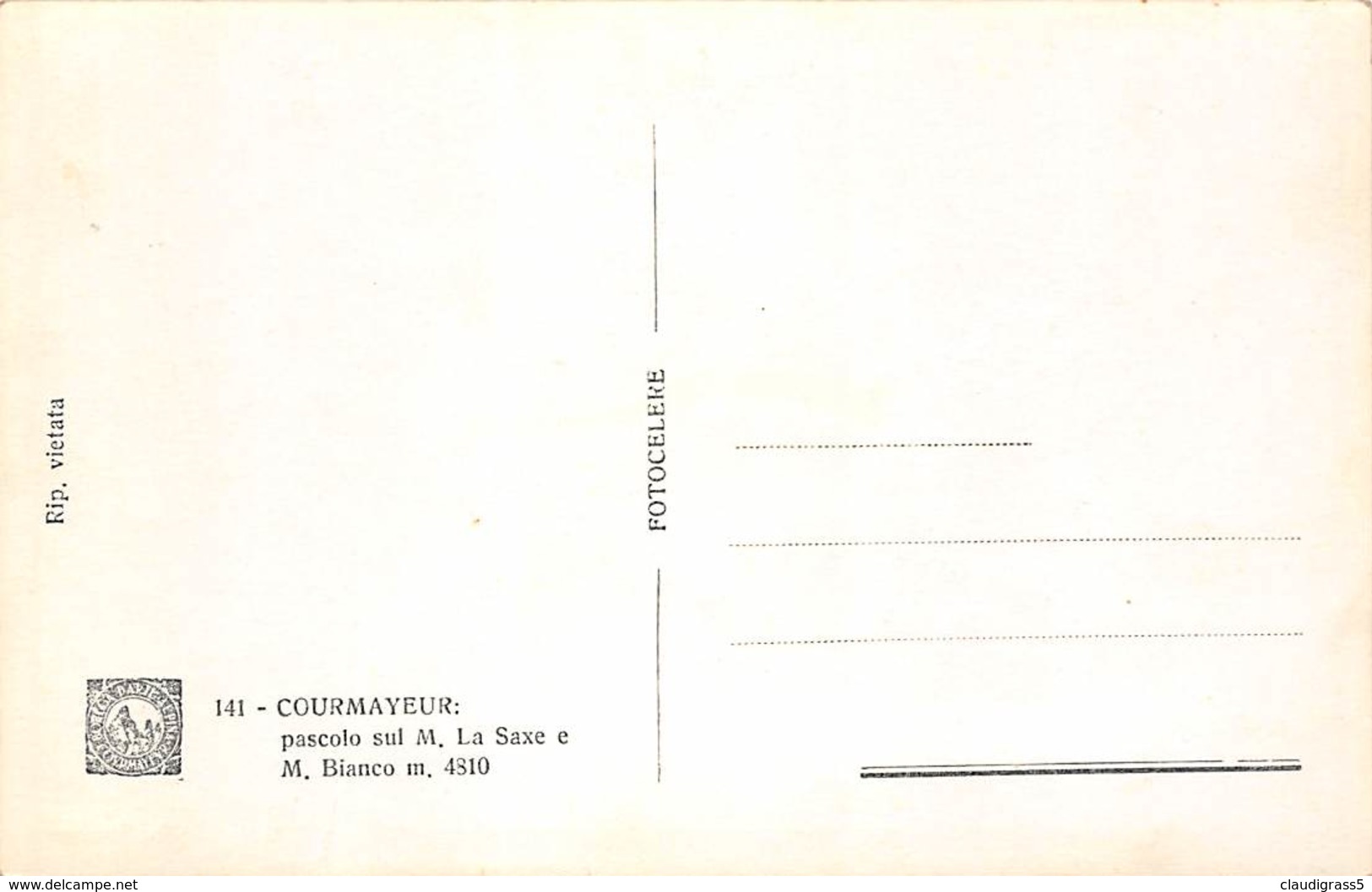 0351 "COURMAYEUR (AO) - PASCOLO SUL M. LA SAXE E MONTE BIANCO" CART. ORIG. NON SPED. - Altri & Non Classificati