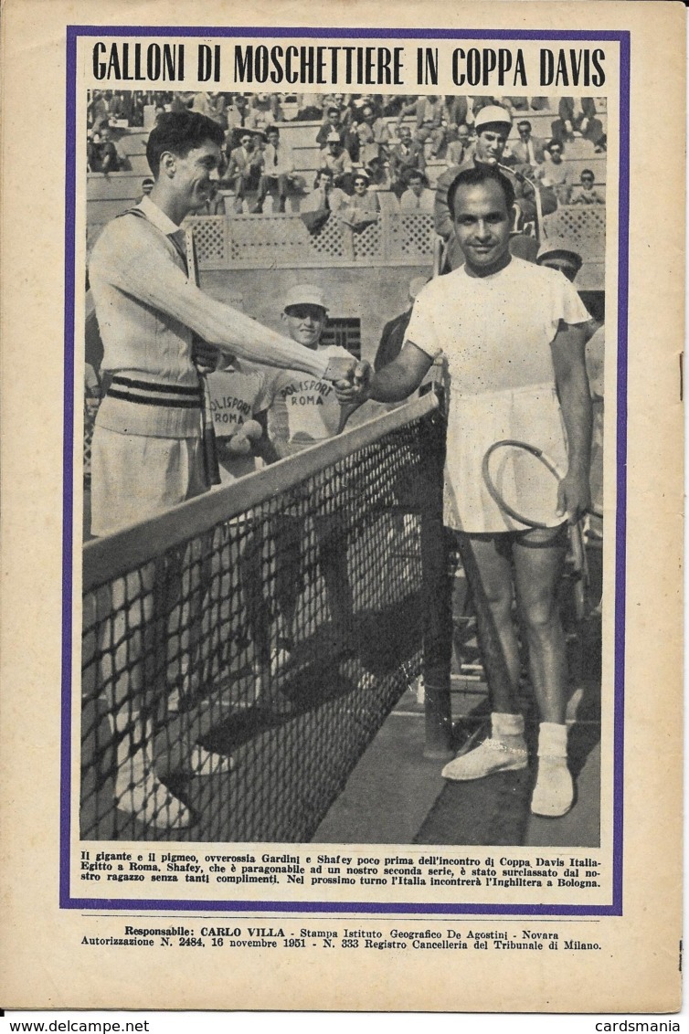 II CAMPIONI DEL GIORNO N 11 1952 GAZZETTA DELLO SPORT TENNIS GARDINI - Autres & Non Classés