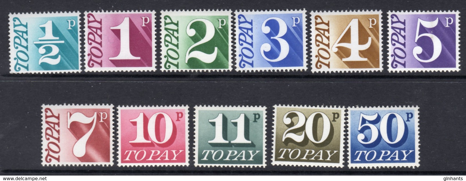 GREAT BRITAIN GB - 1970 POSTAGE DUE / TO PAY SHORT SET TO 50p (11V) FINE MNH ** SG D77-D87 - Postage Due