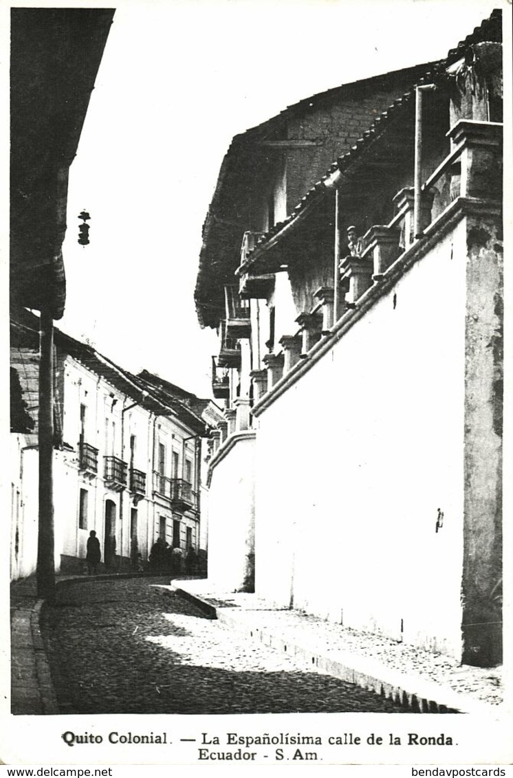 Ecuador, QUITO, La Españolisima Calle De La Ronda (1950s) RPPC Postcard - Ecuador