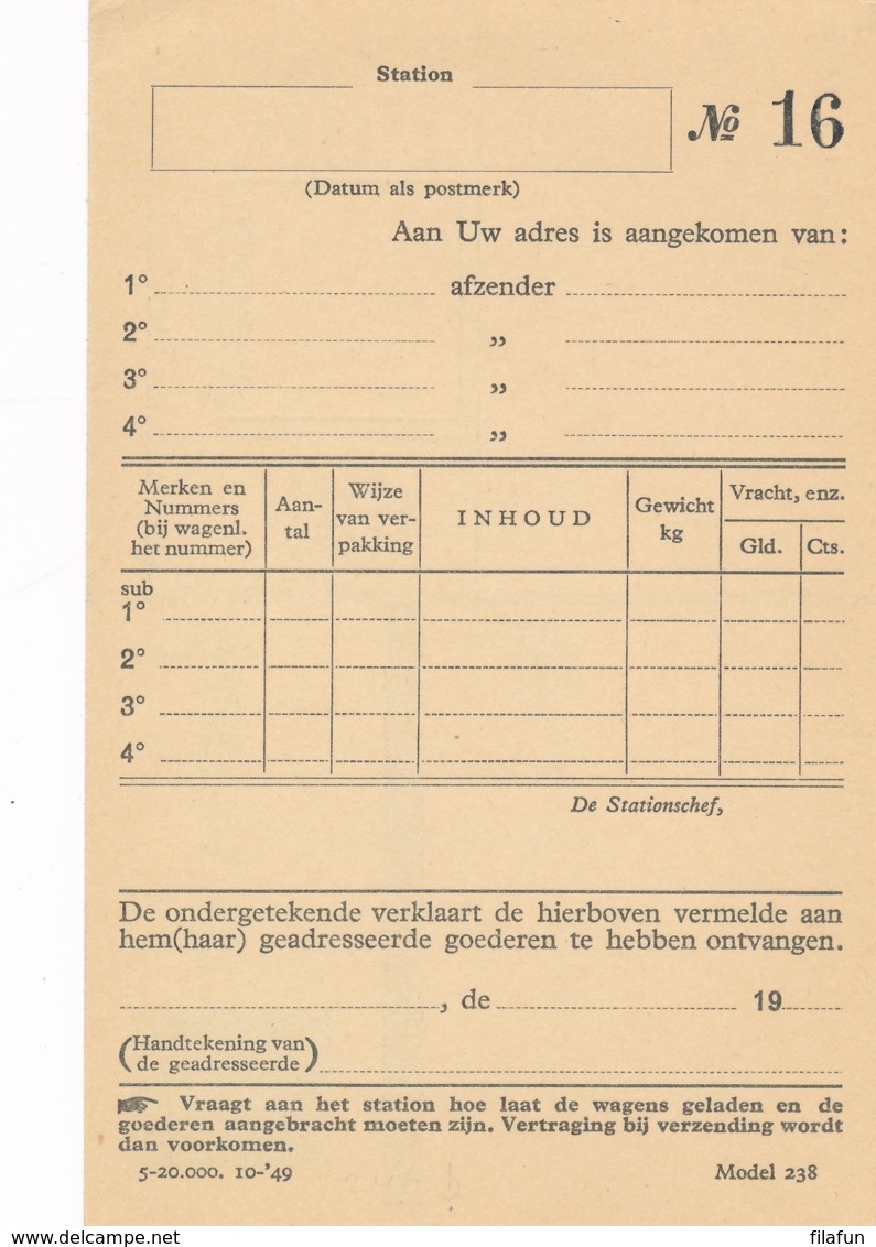 Nederland - 1949 - 6 Cent Juliana En-face - Spoorwegbriefkaart - Postwaardestukken