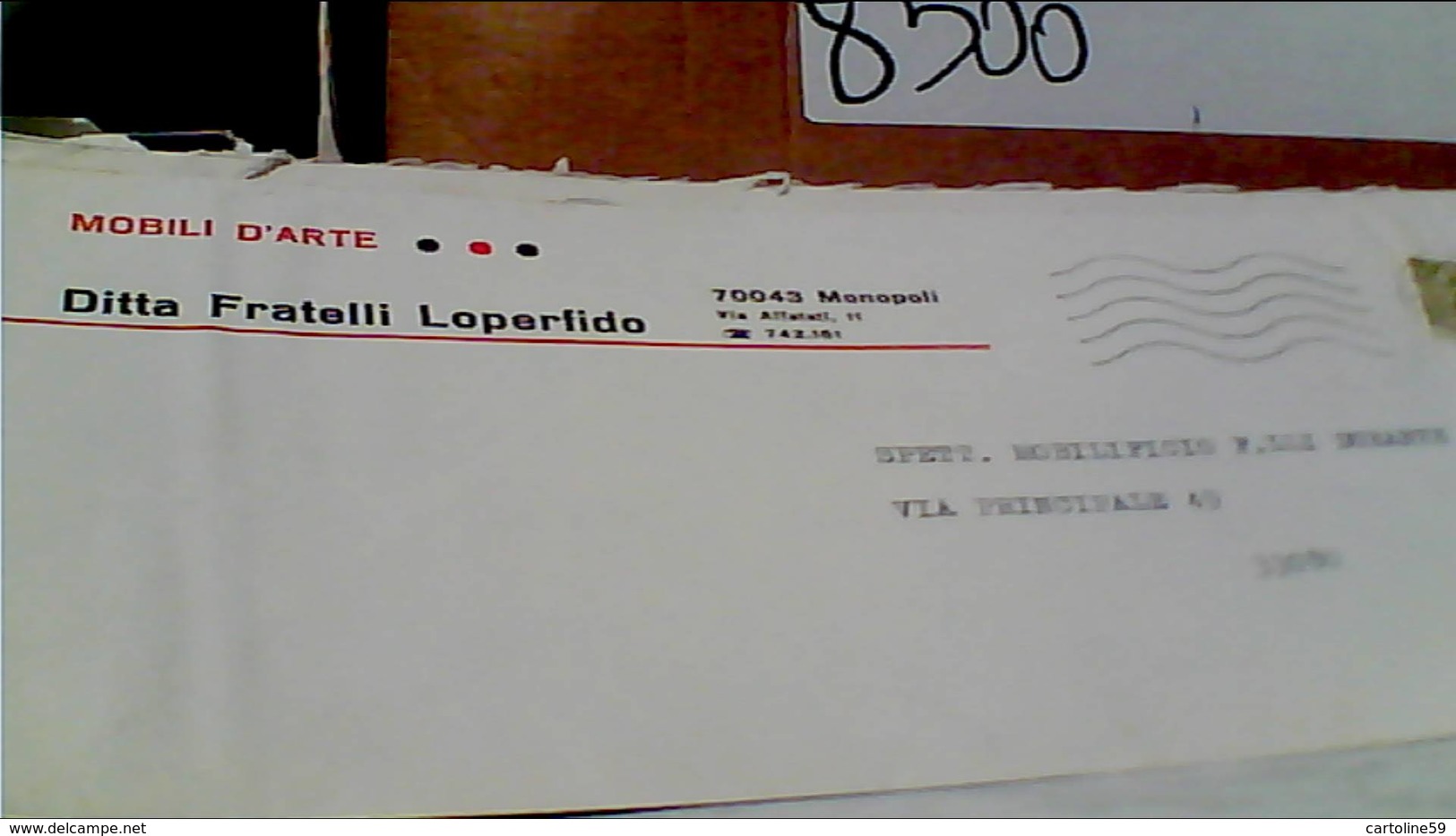 MONOPOLI BARI  DITTA MOBILI MOBILIFICIO FRATELLI LOPERFIDO   Busta Commerciale VB1969  HB9108 - Bari